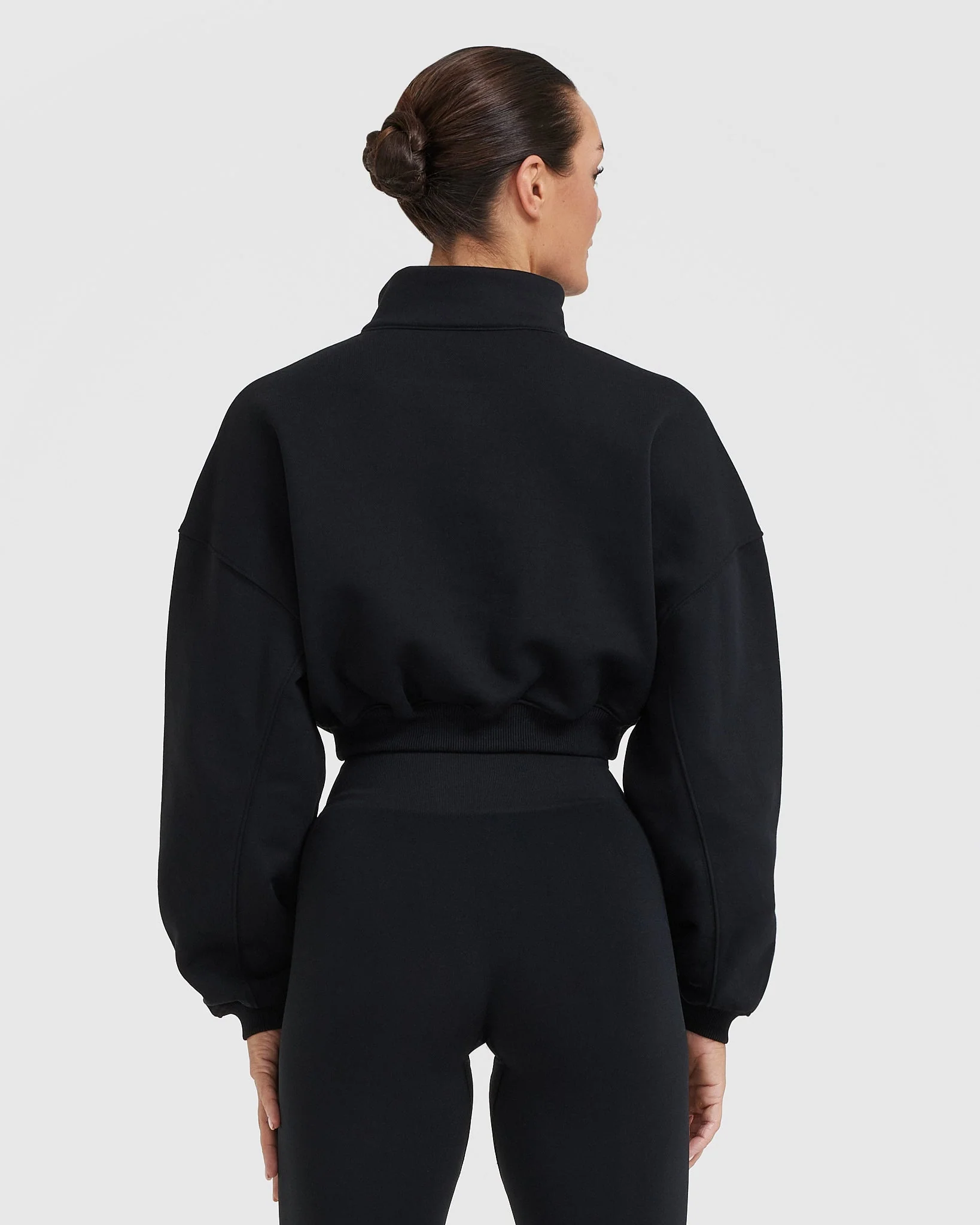 All Day Cosy Crop 1/4 Zip Sweatshirt | Black - Image 2