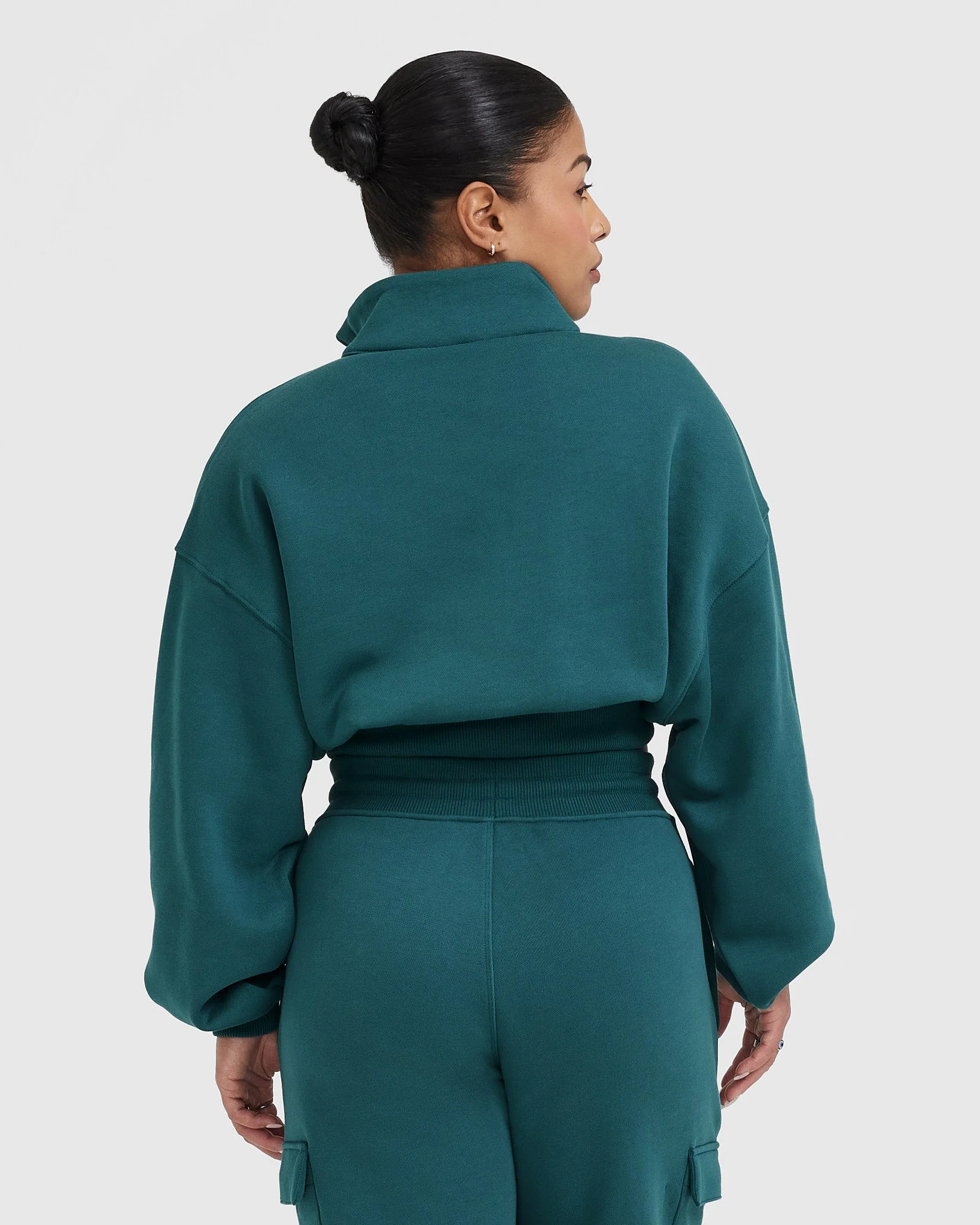 All Day Est 2020 Crop 1/4 Zip Sweatshirt | Marine Teal - Image 2