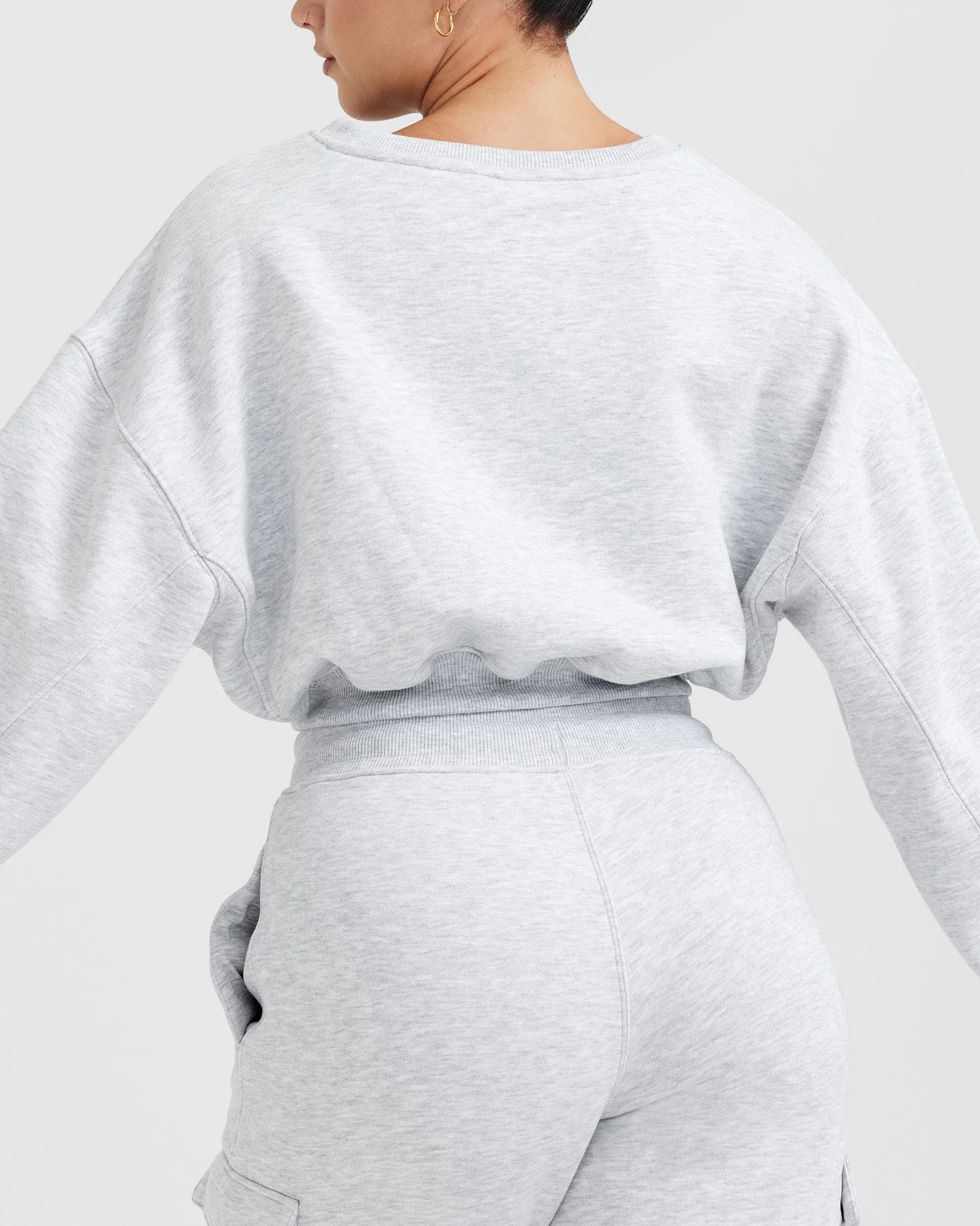 All Day Est 2020 Crop V Neck Sweatshirt | Light Grey Marl - Image 5