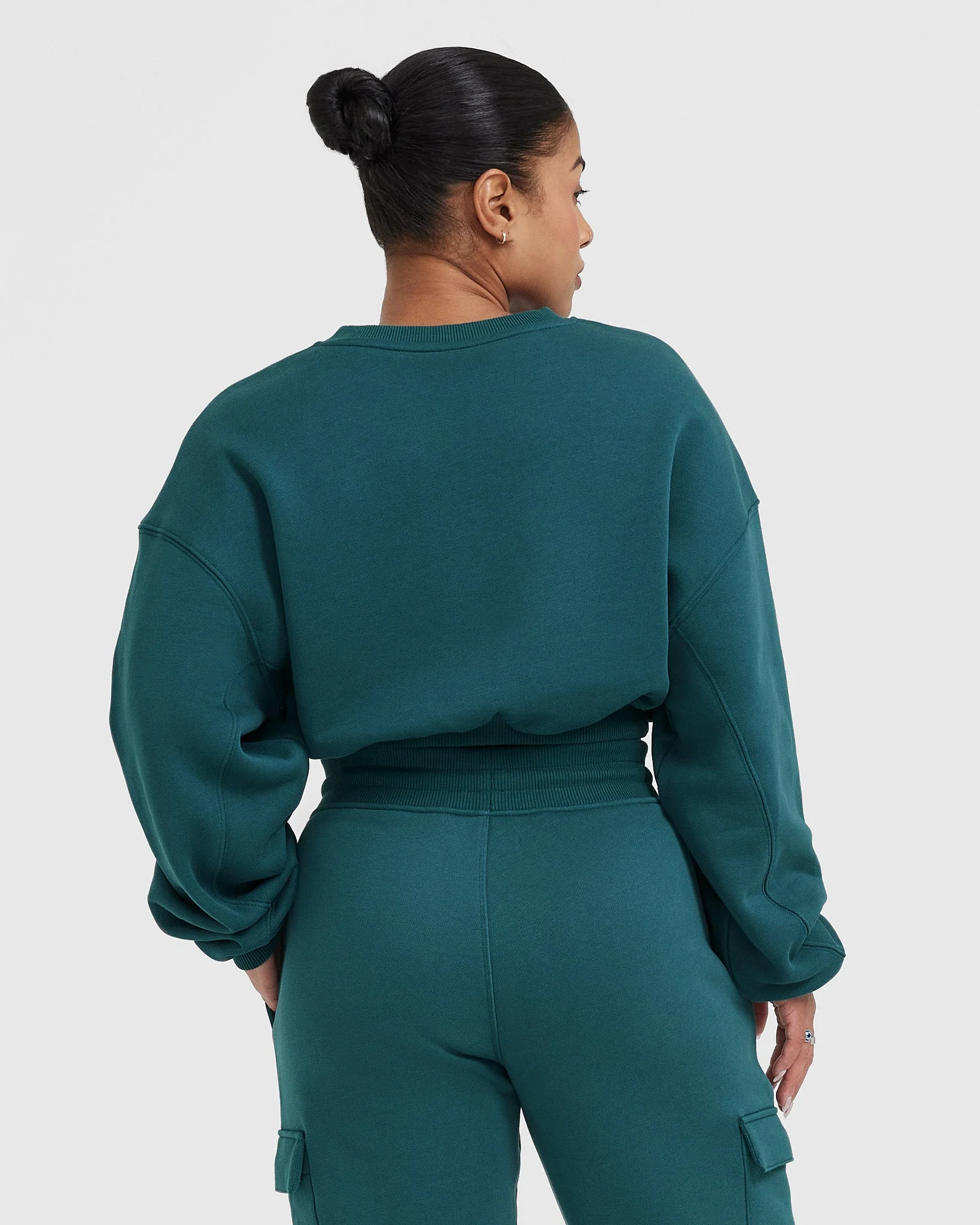 All Day Est 2020 Crop V Neck Sweatshirt | Marine Teal - Image 2