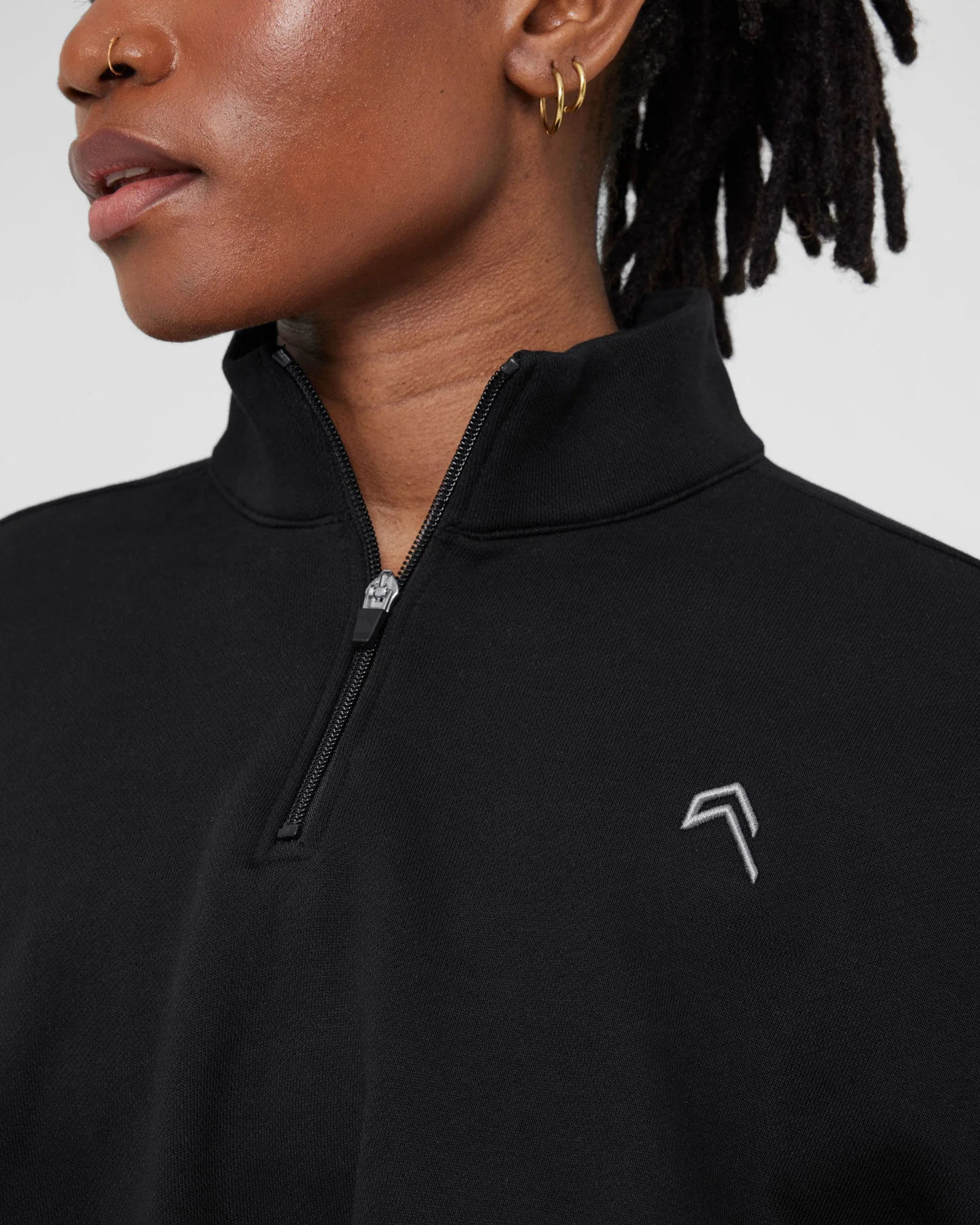 All Day Lightweight Crop 1/4 Zip Sweatshirt | Black - Image 4
