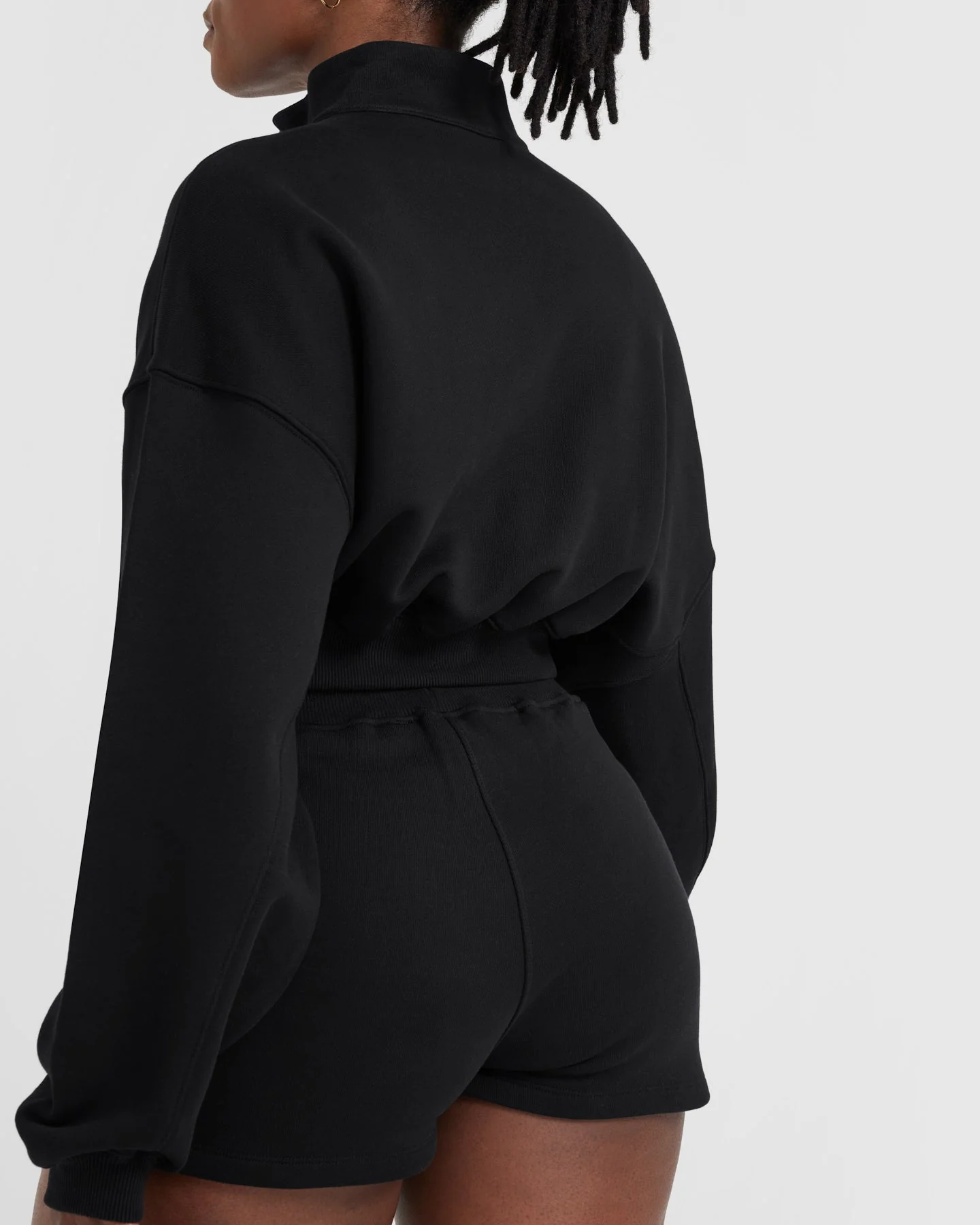 All Day Lightweight Crop 1/4 Zip Sweatshirt | Black - Image 5