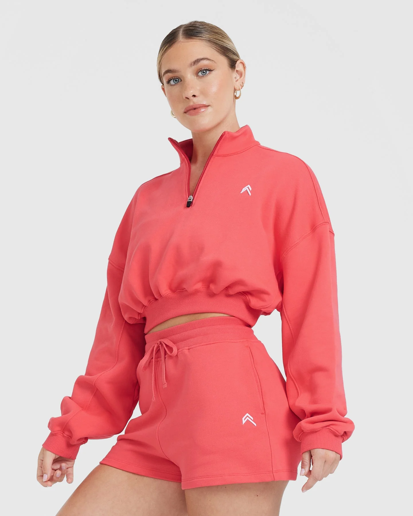All Day Lightweight Crop 1/4 Zip Sweatshirt | Sweet Red - Image 3