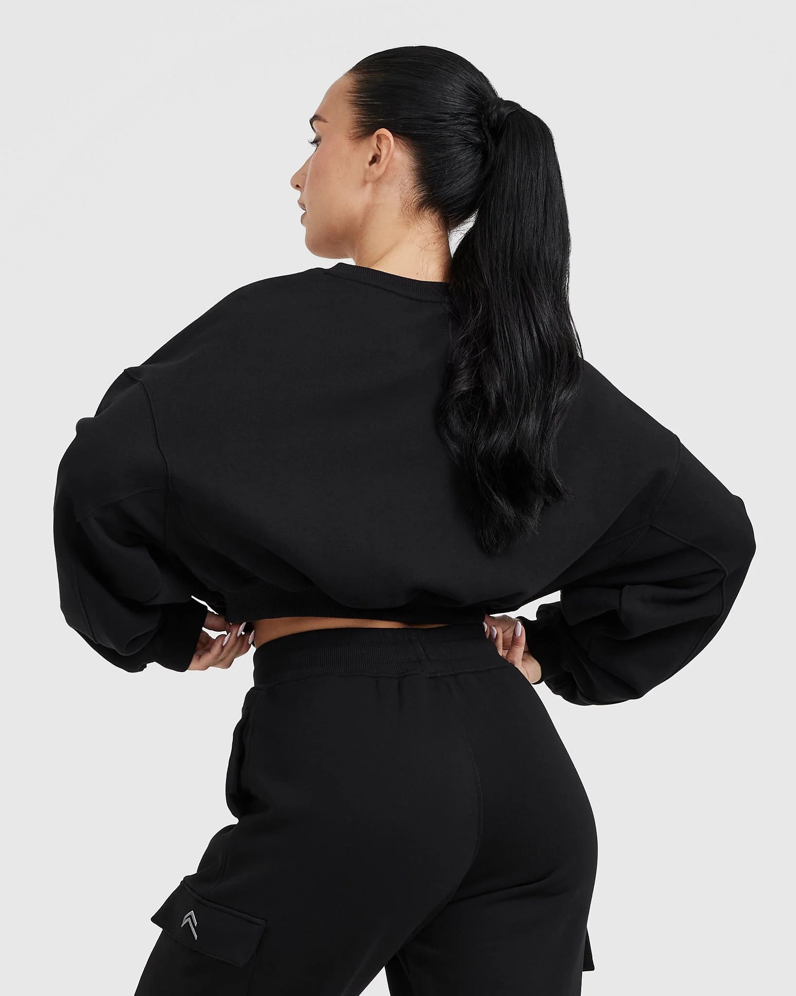 All Day Lightweight Oversized V Neck Sweatshirt | Black - Image 2
