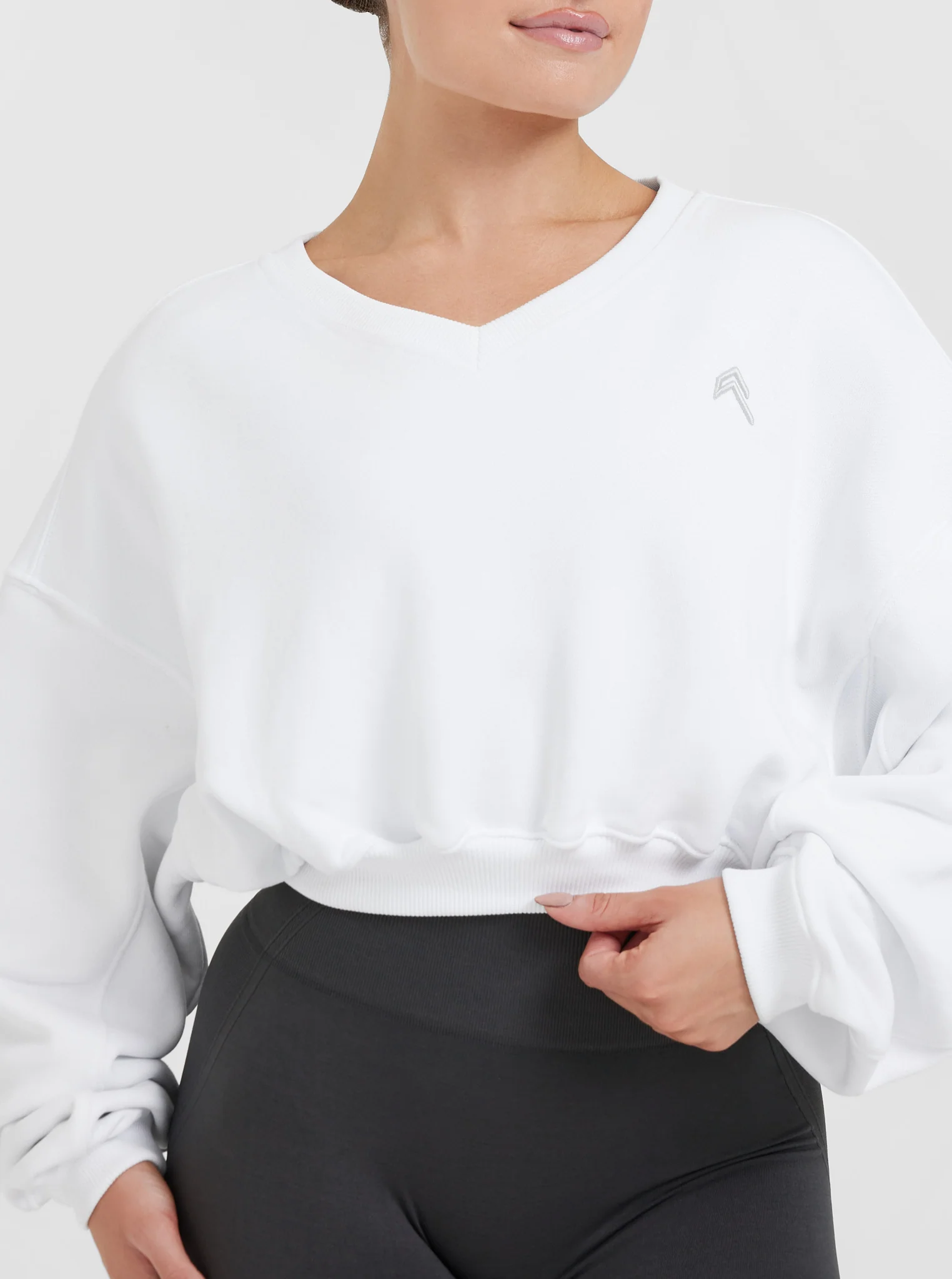 All Day Lightweight Oversized V Neck Sweatshirt | White - Image 4