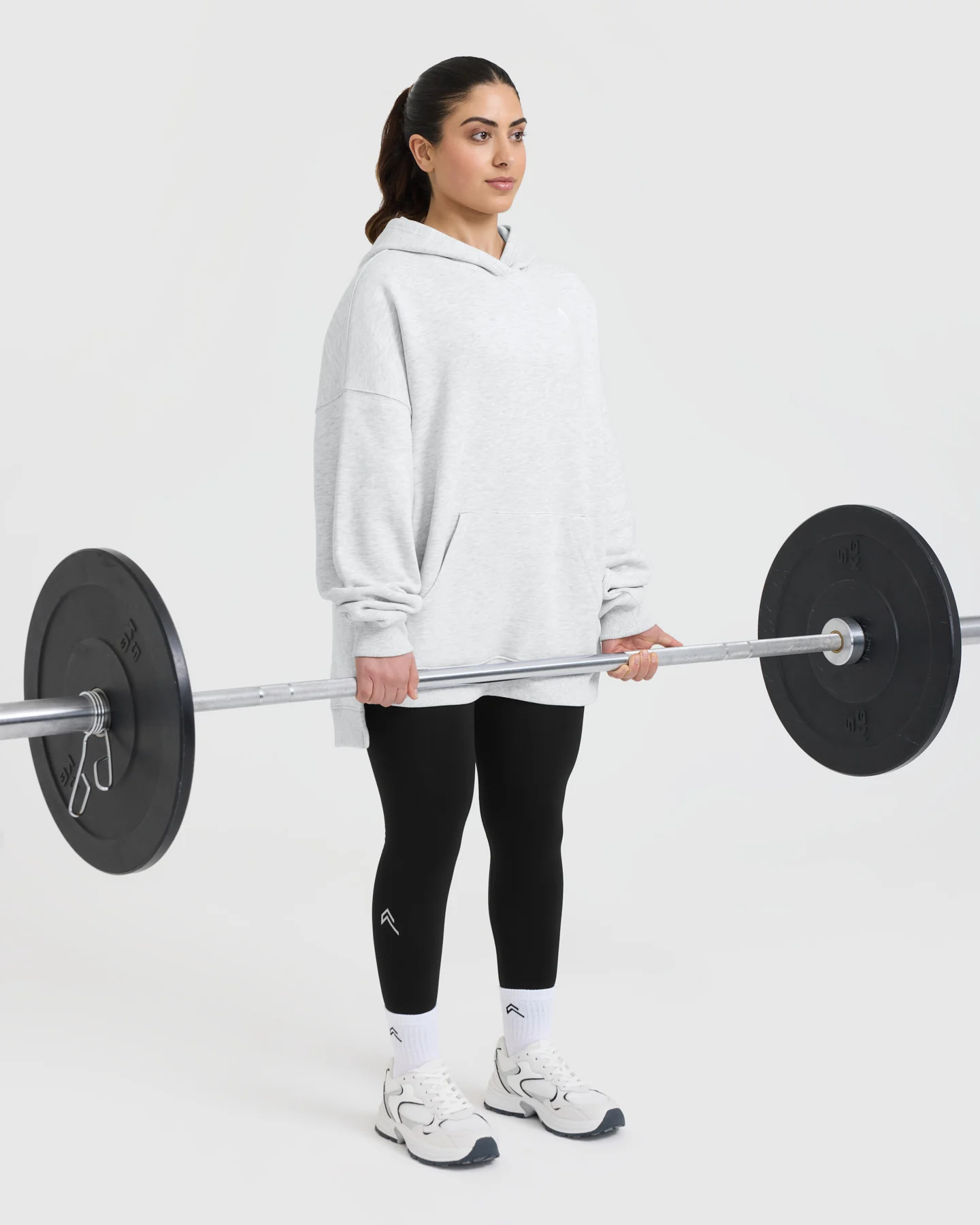 All Day Longline Hoodie | Light Grey Marl - Image 6