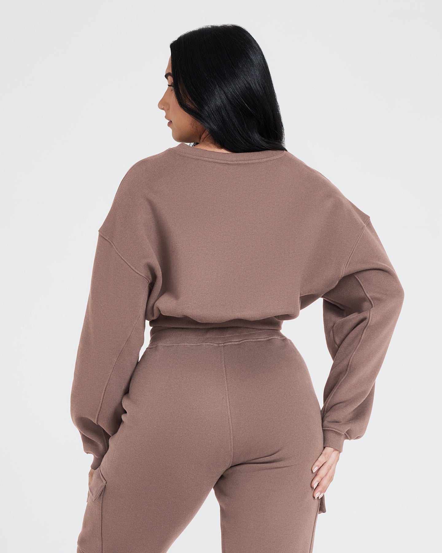 All Day Oversized V Neck Sweatshirt | Cool Brown - Image 2