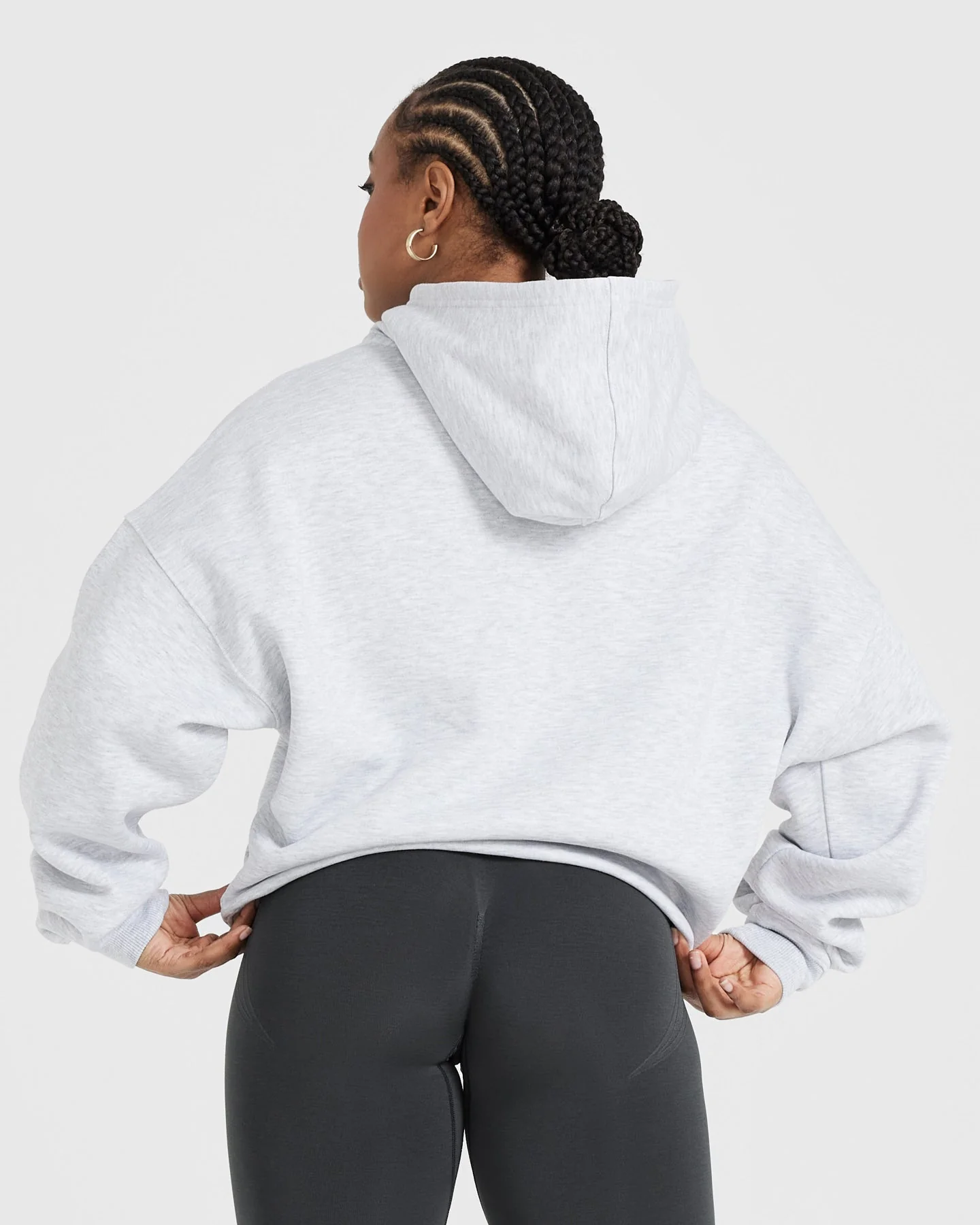 All Day Varsity Oversized Hoodie | Light Grey Marl - Image 2