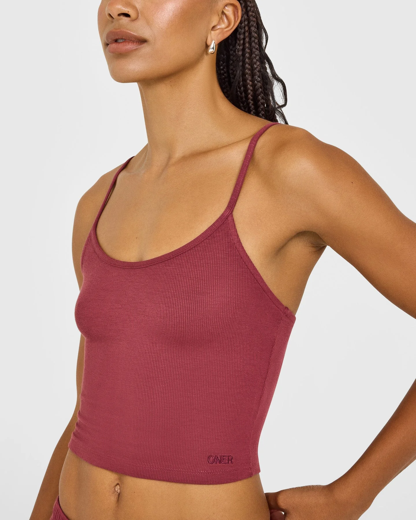 At Home Night Strappy Mid Vest | Burnt Maroon Red - Image 5