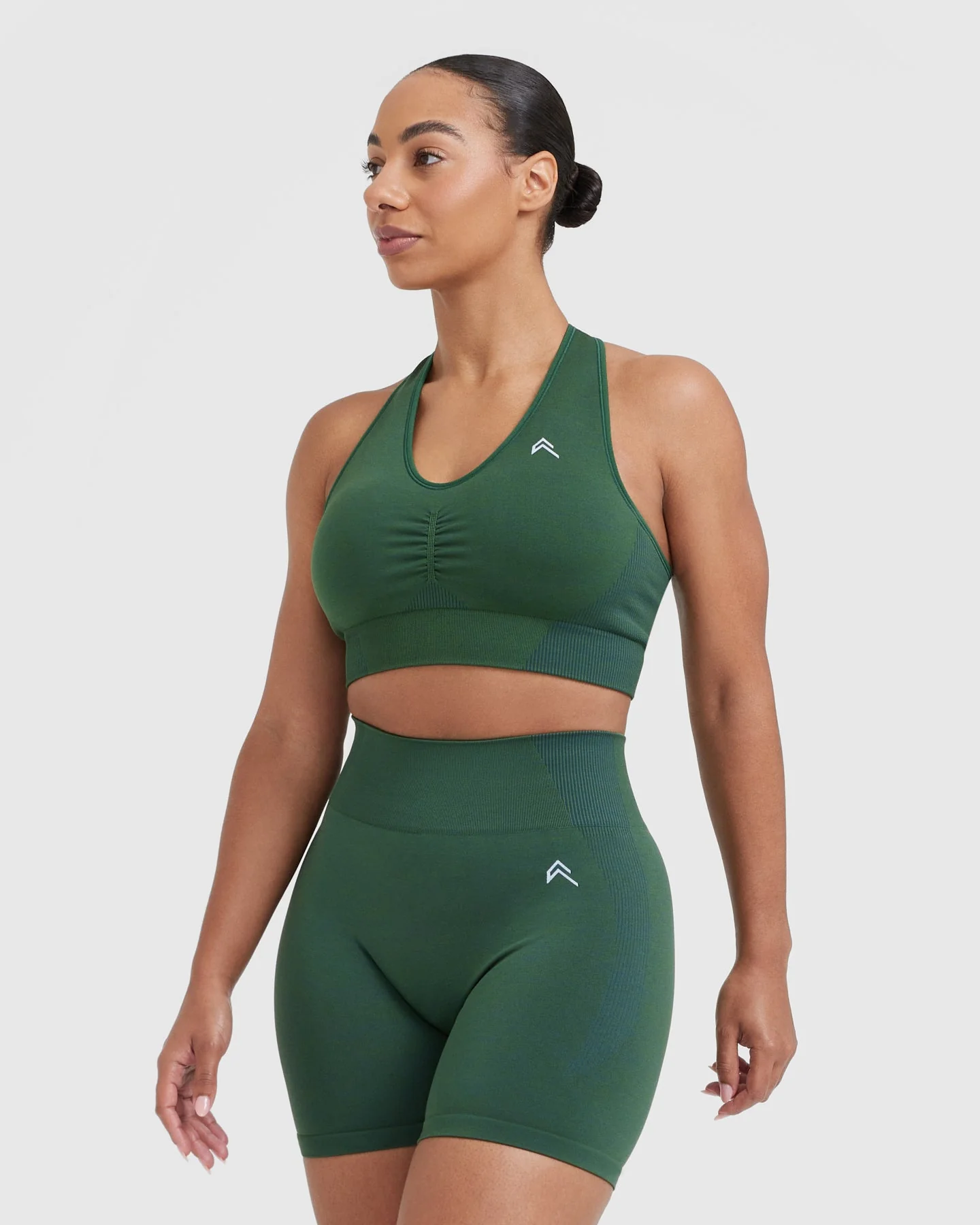 Classic Seamless 2.0 V Neck Bralette | Evergreen Marl - Image 3