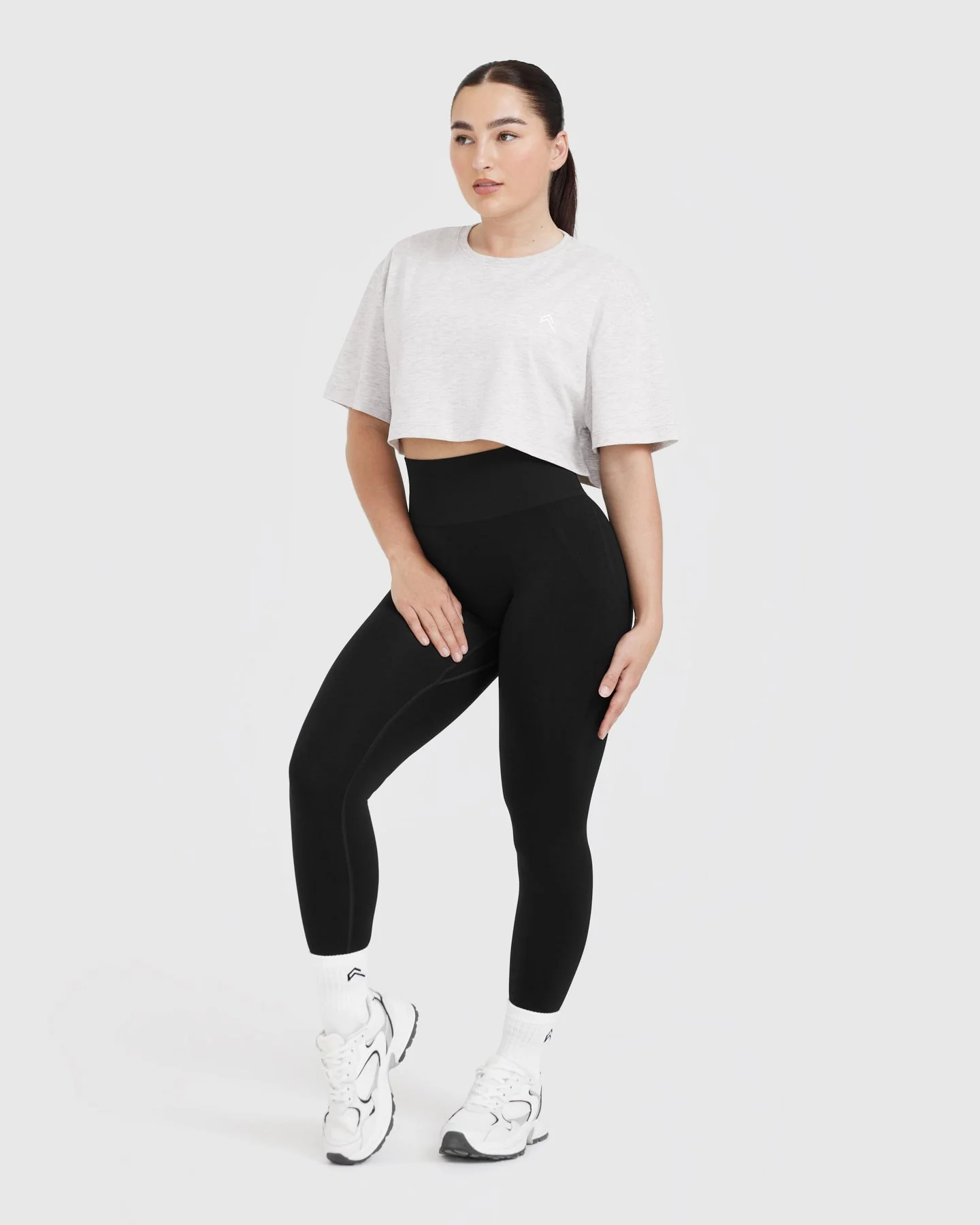 Classic Crop Lightweight T-Shirt | Grey Marl - Image 3