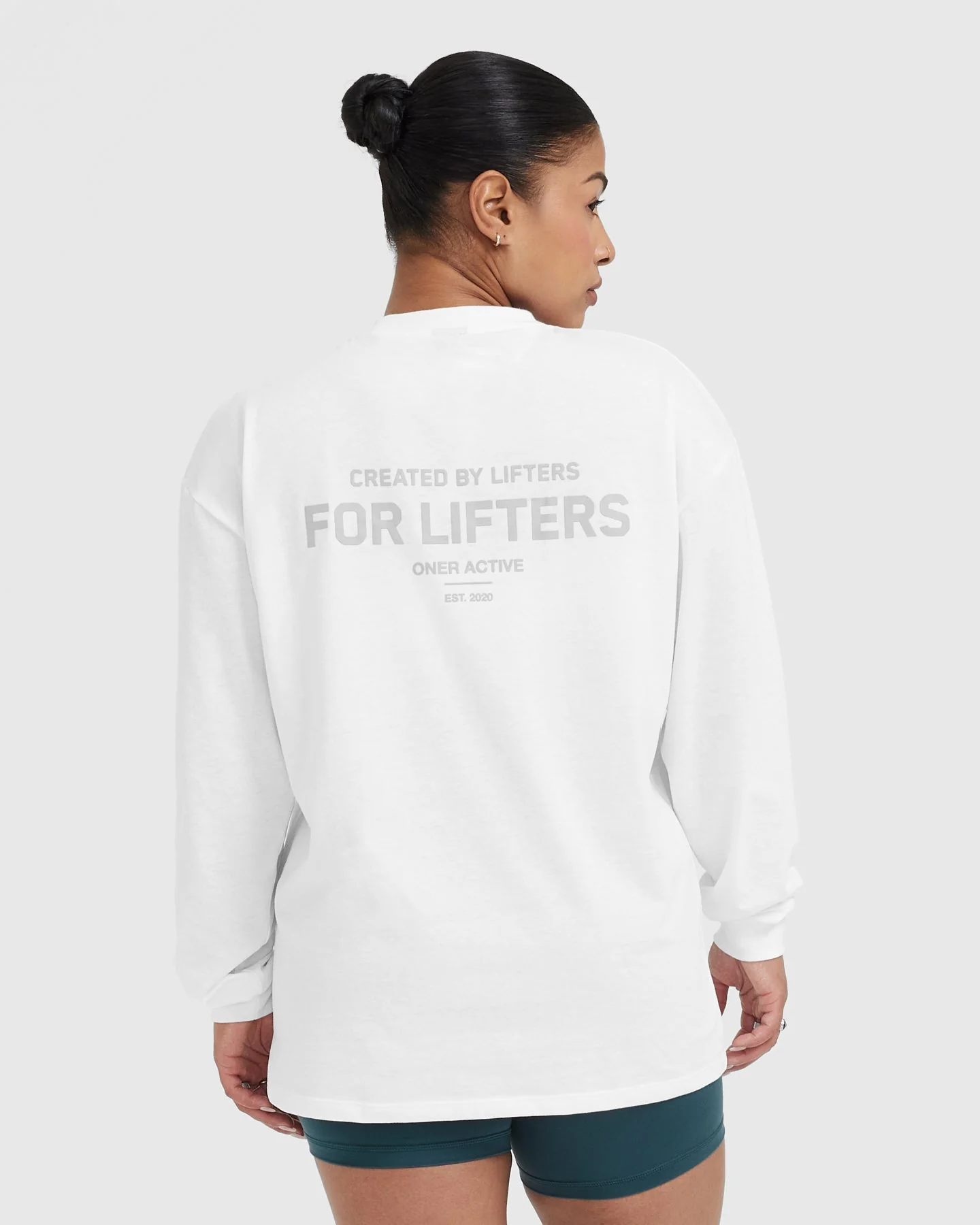 Classic Lifters Graphic Oversized Lightweight Long Sleeve Top | White - Image 2