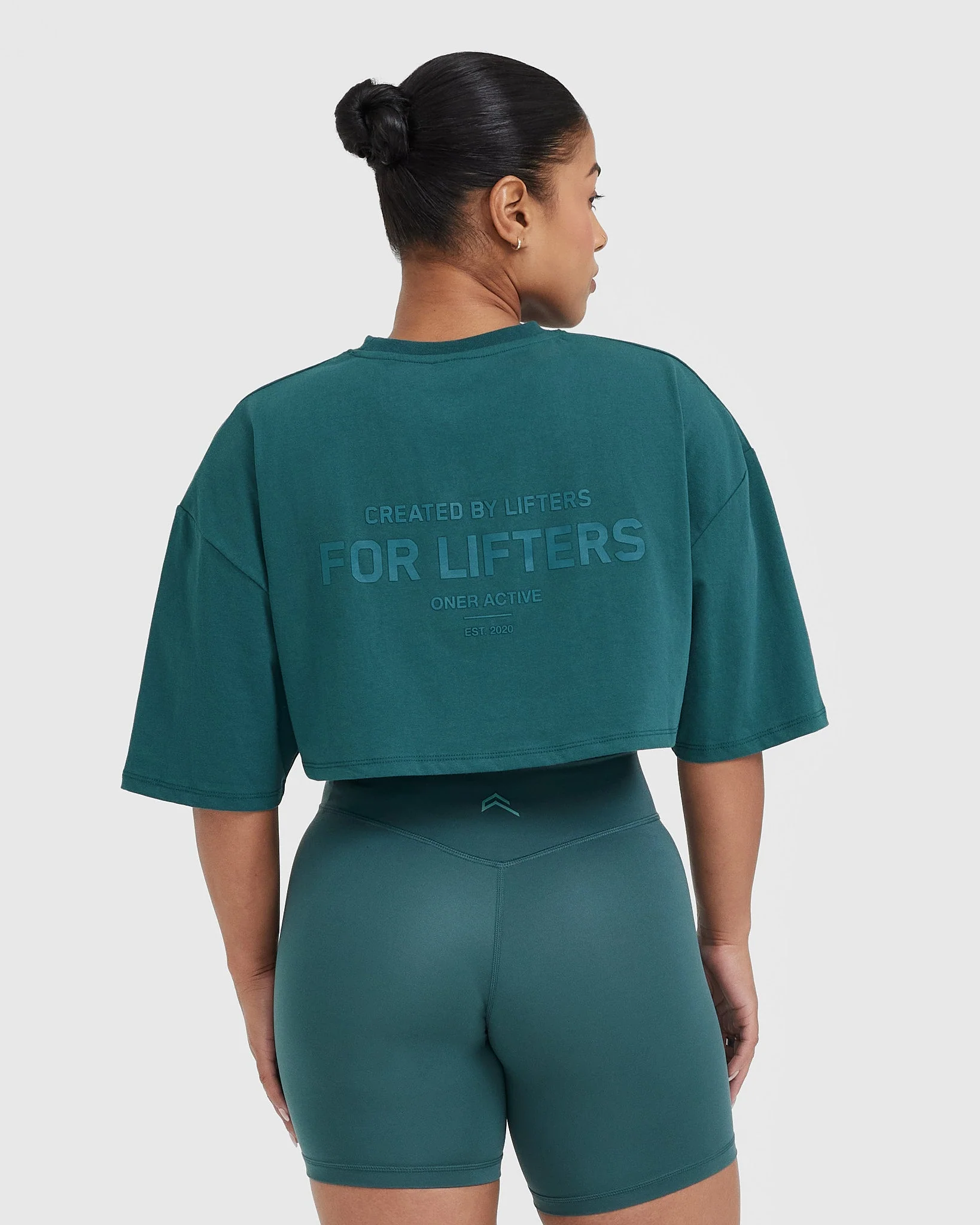Classic Lifters Graphic Relaxed Crop Lightweight T-Shirt | Marine Teal - Image 2