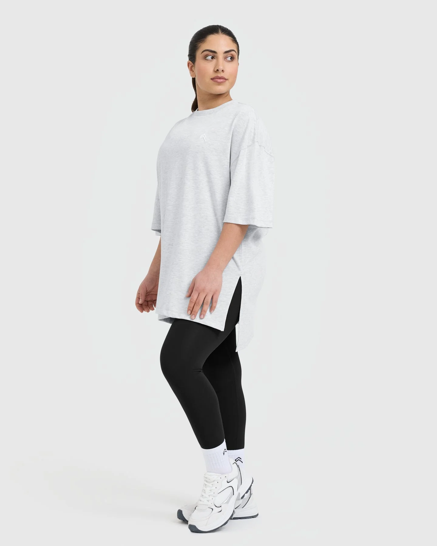 Classic Longline T-Shirt | Light Grey Marl - Image 3