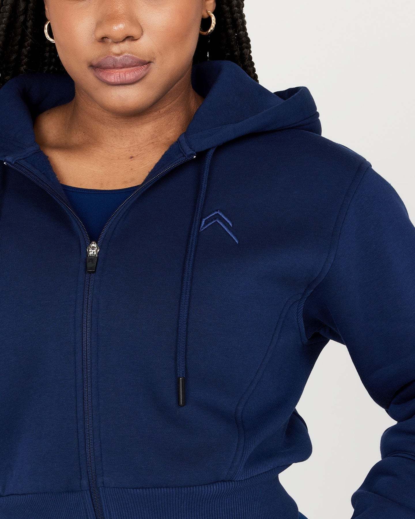 Classic Lounge Cropped Zip Through Hoodie | Midnight - Image 4