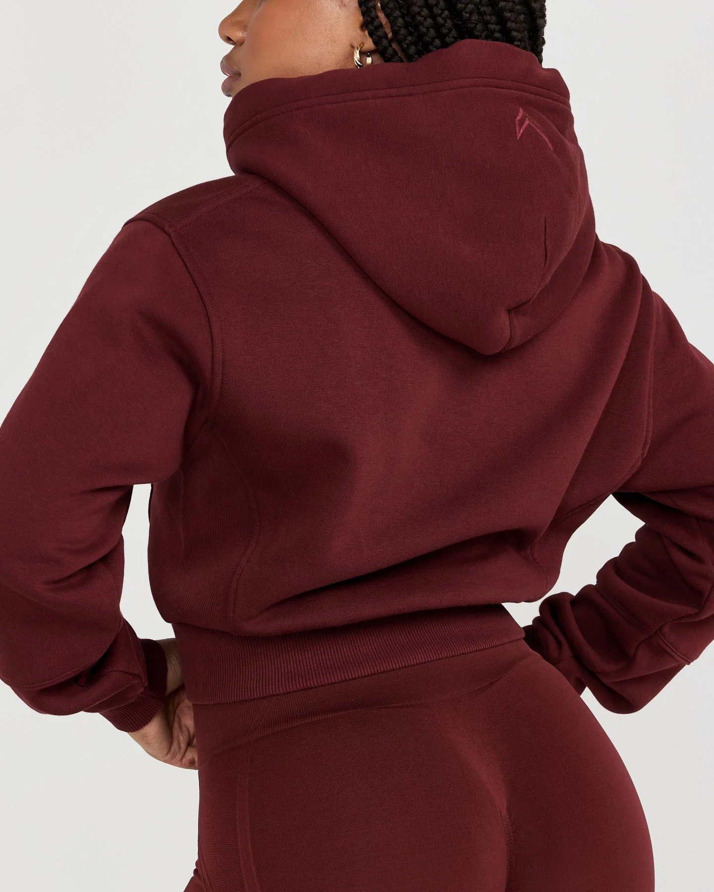 Classic Lounge Cropped Zip Through Hoodie | Rosewood - Image 4