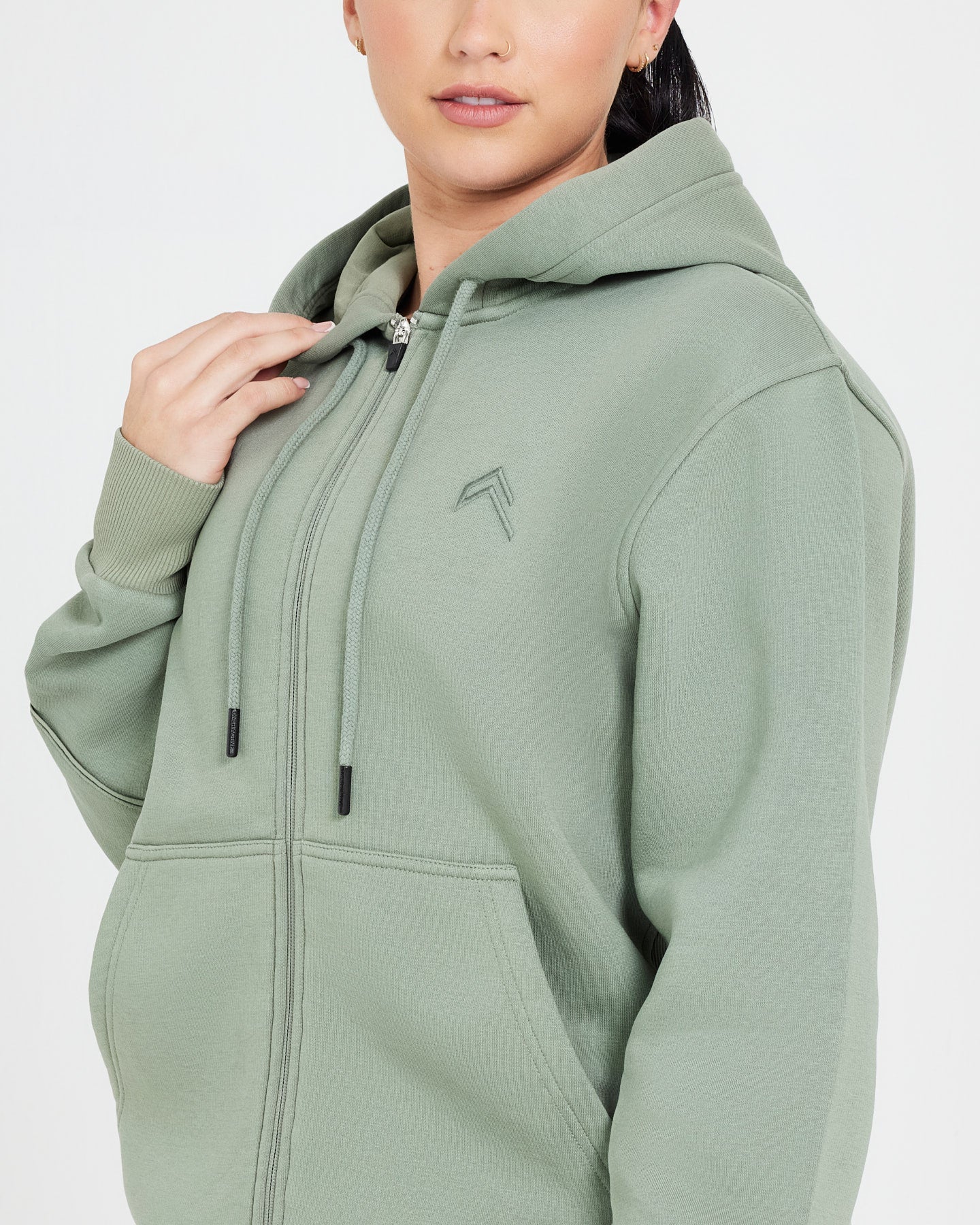 Classic Lounge Oversized Zip Through Hoodie | Sage - Image 4