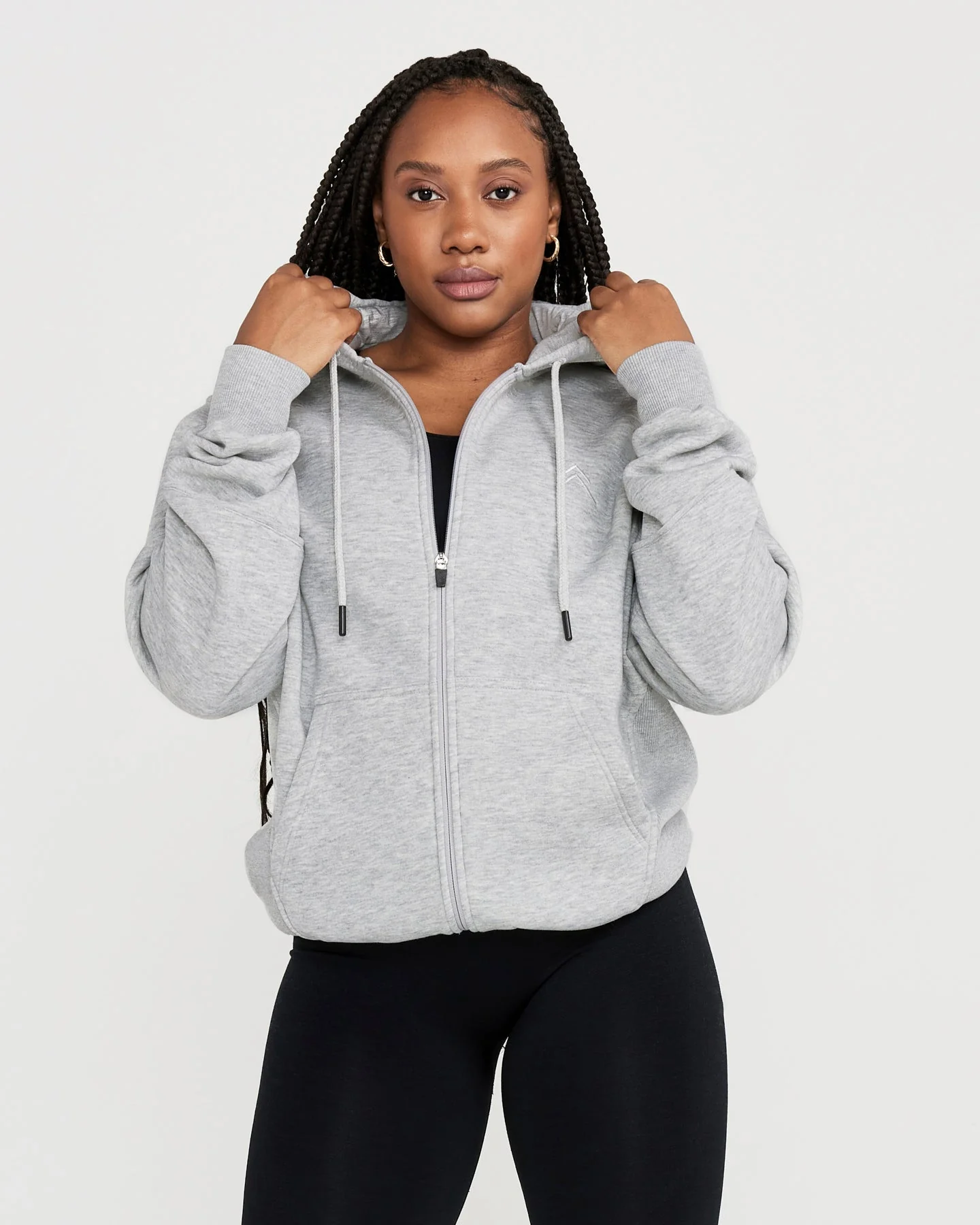 Classic Lounge Oversized Zip Through Hoodie | Silver Grey Marl