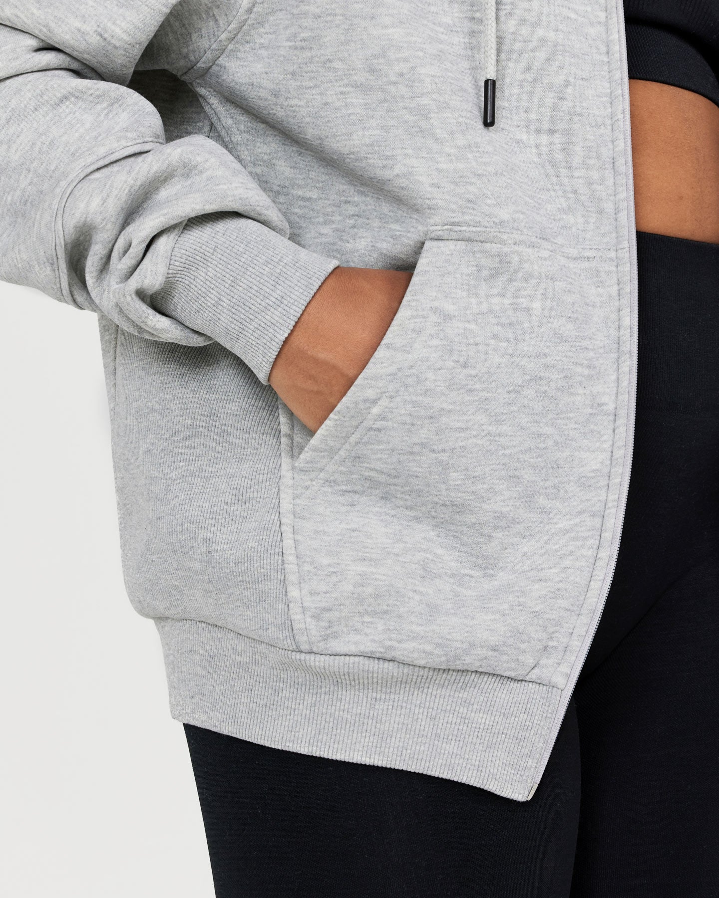 Classic Lounge Oversized Zip Through Hoodie | Silver Grey Marl - Image 5