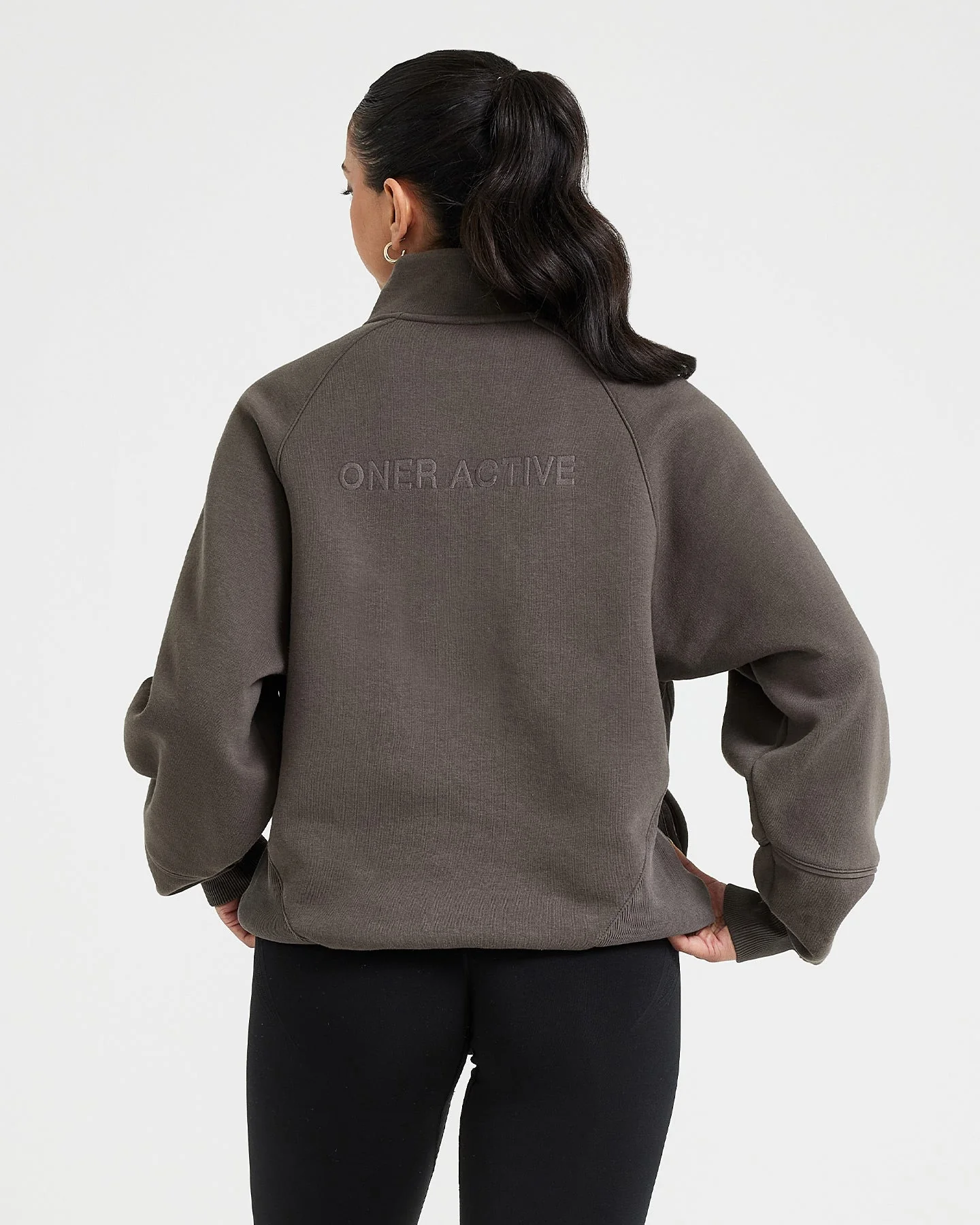 Classic Lounge 1/2 Zip Sweatshirt | Deep Taupe - Image 2