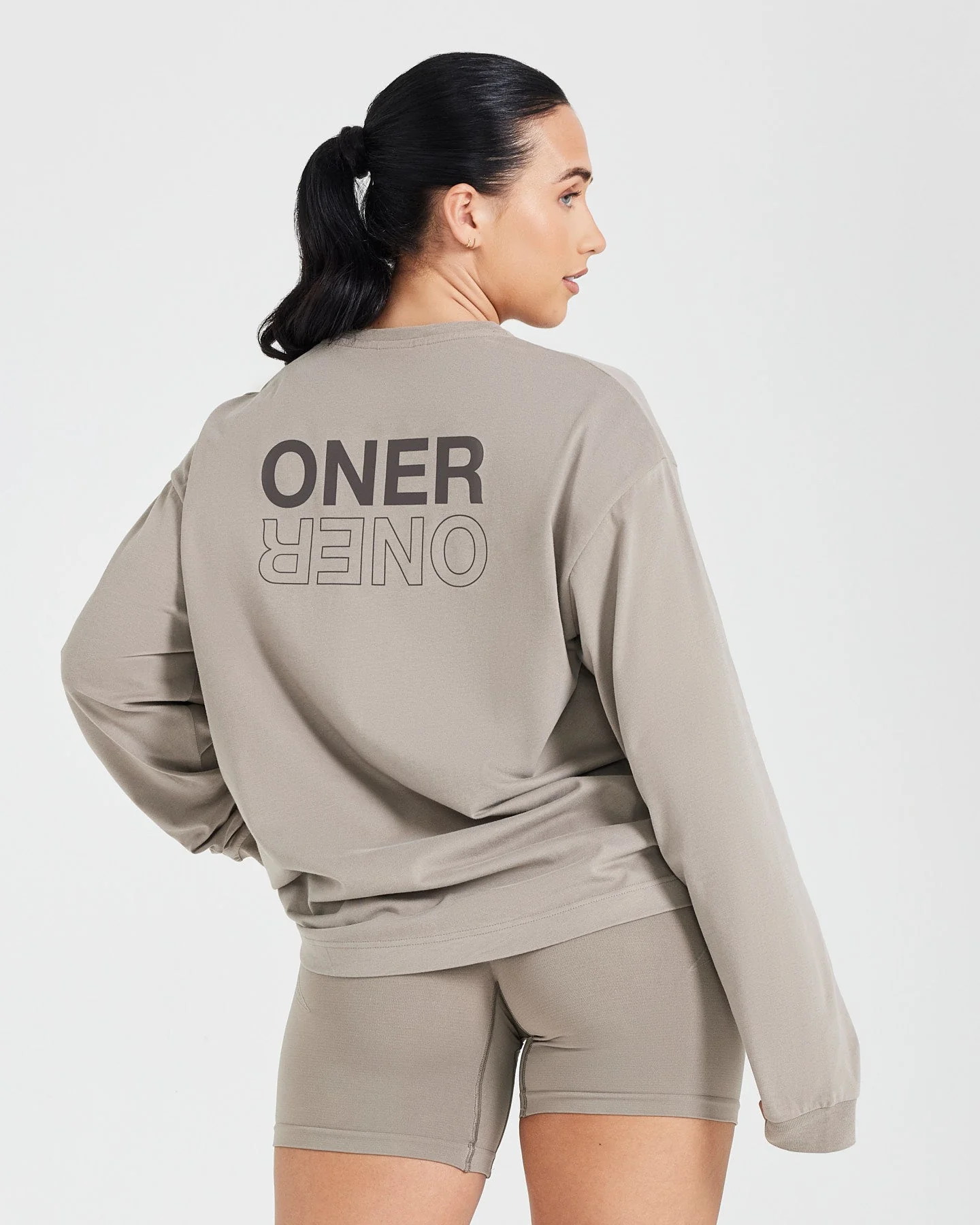 Classic Mirror Graphic Oversized Long Sleeve Top | Washed Minky - Image 2