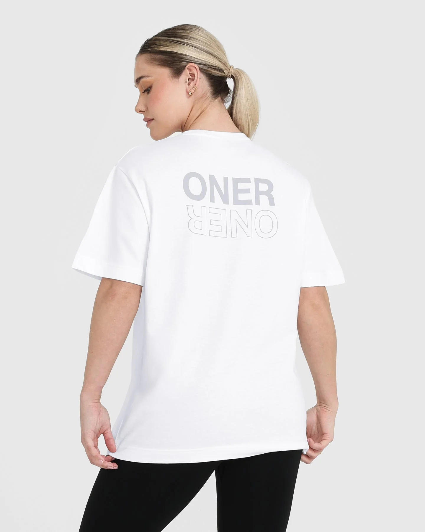 Classic Mirror Graphic Oversized T-Shirt | White - Image 2