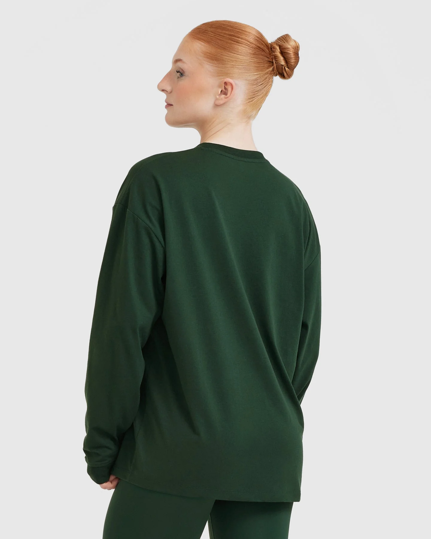 Classic Oversized Lightweight Long Sleeve Top | Pine Green - Image 2