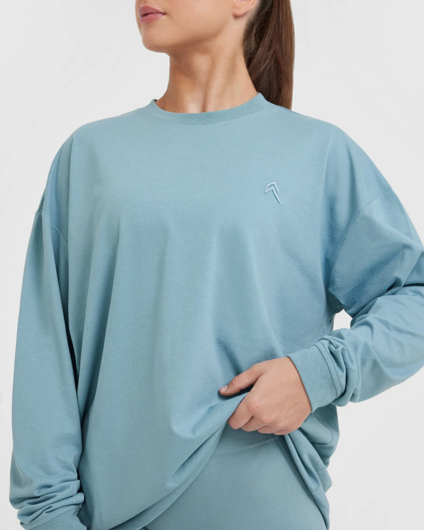 Classic Oversized Lightweight Long Sleeve Top | Steel Blue - Image 5