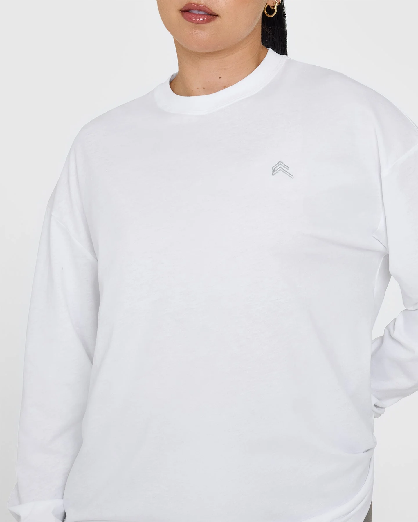 Classic Oversized Lightweight Long Sleeve Top | White - Image 4