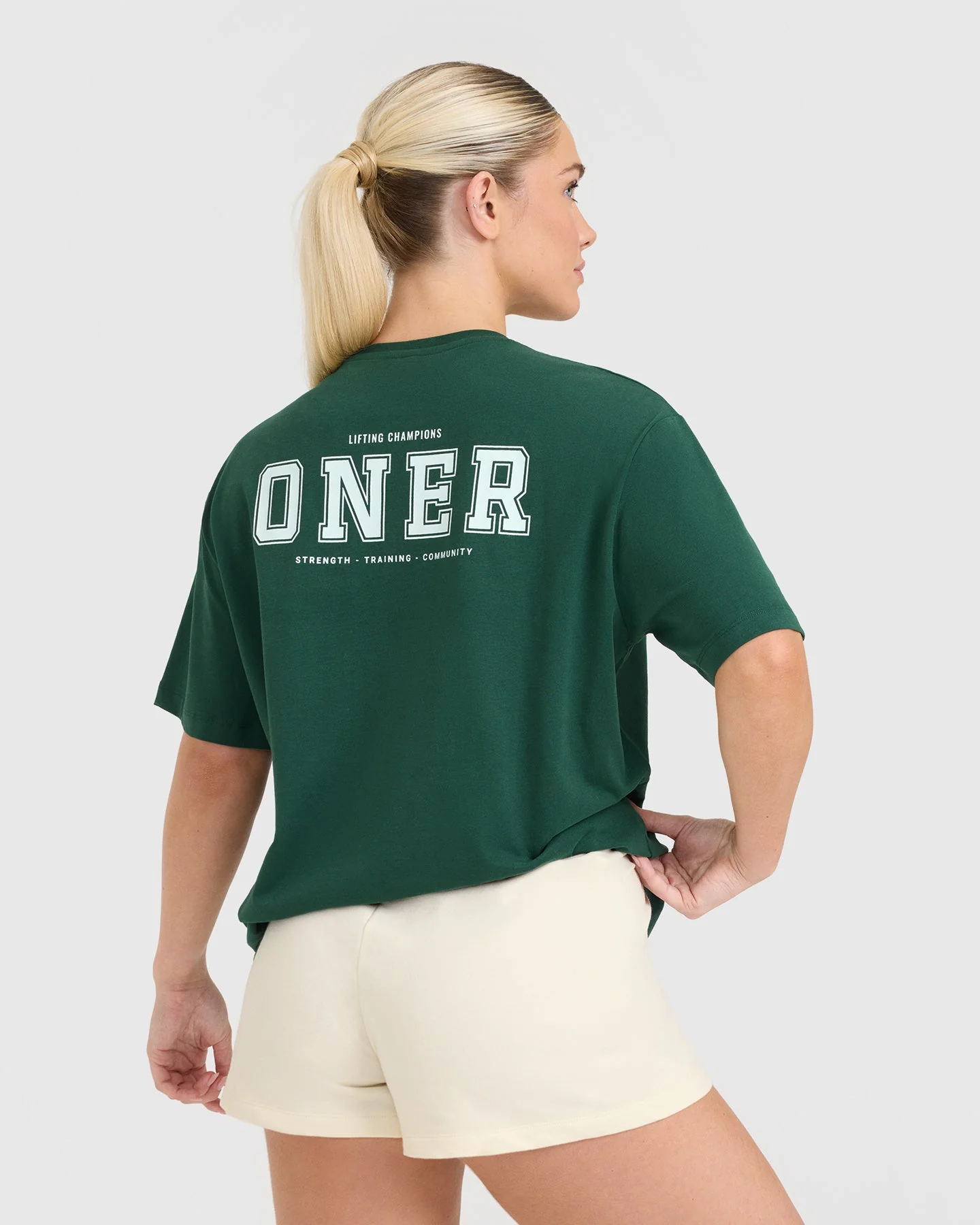 Classic Oversized Lightweight T-Shirt with Printed Logo | Racing Green - Image 2