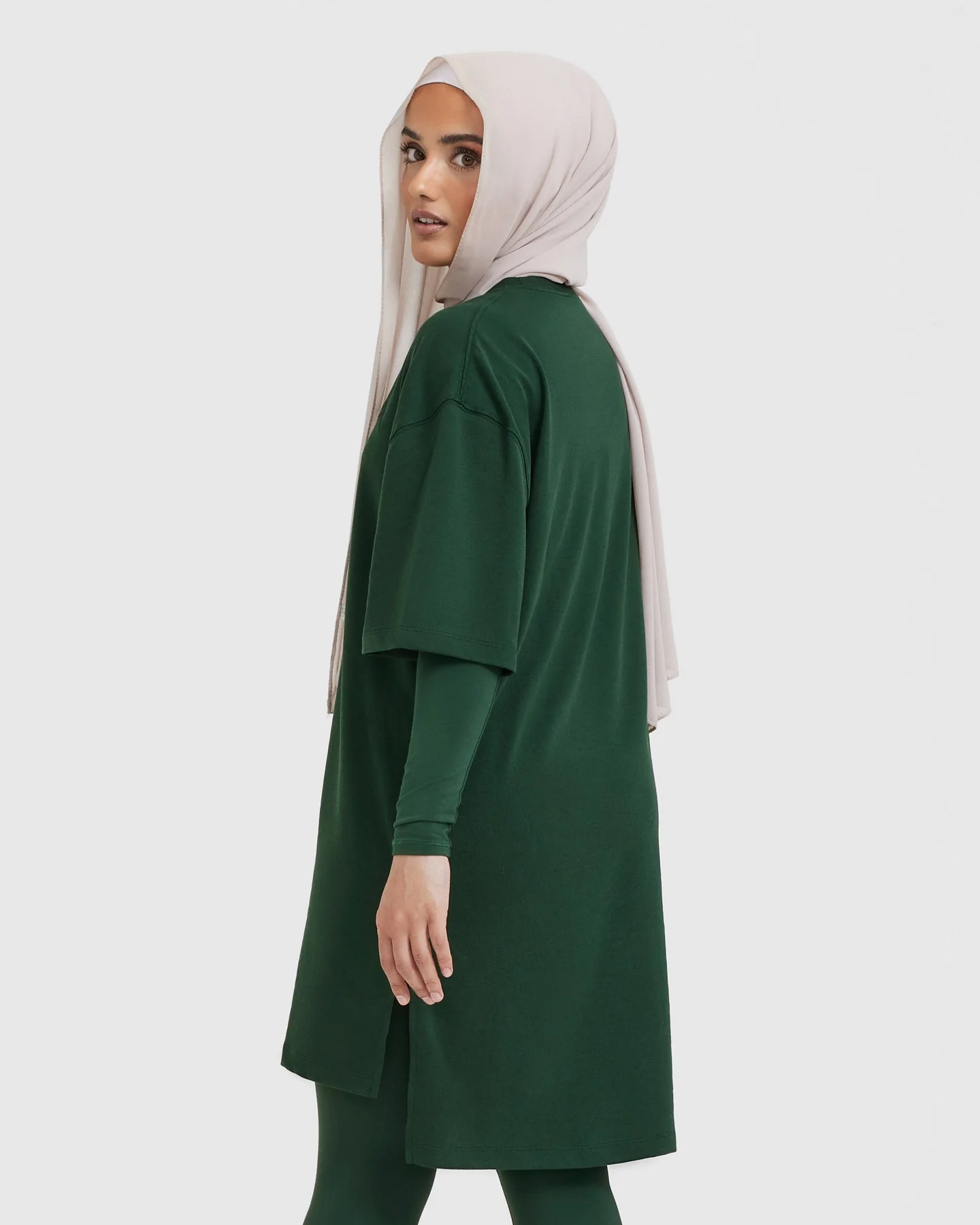 Classic Oversized Longline T-Shirt | Pine Green - Image 2