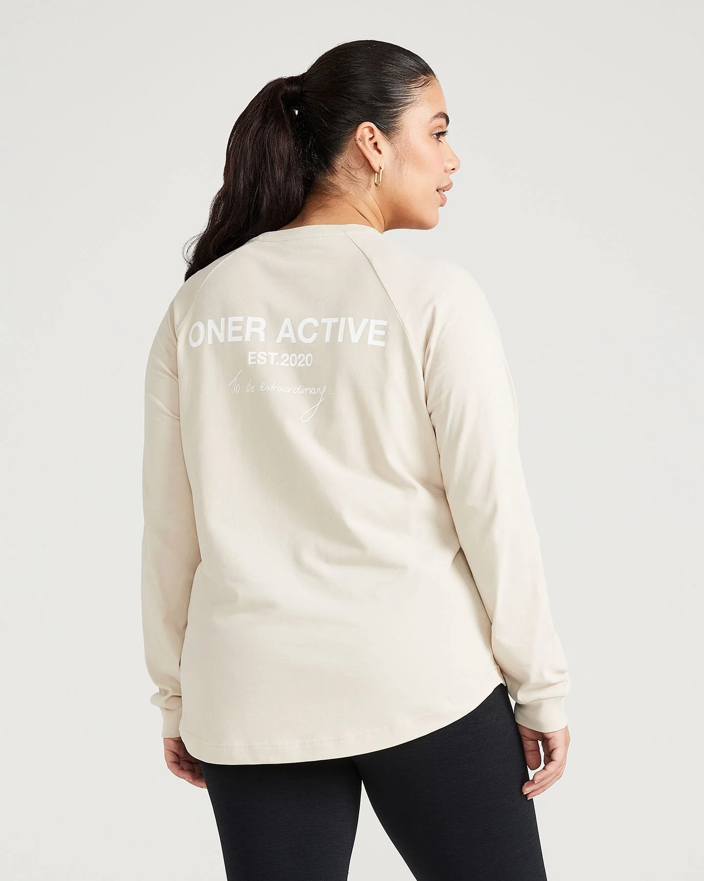 Classic Oversized Long Sleeve Tee | Sand - Image 2