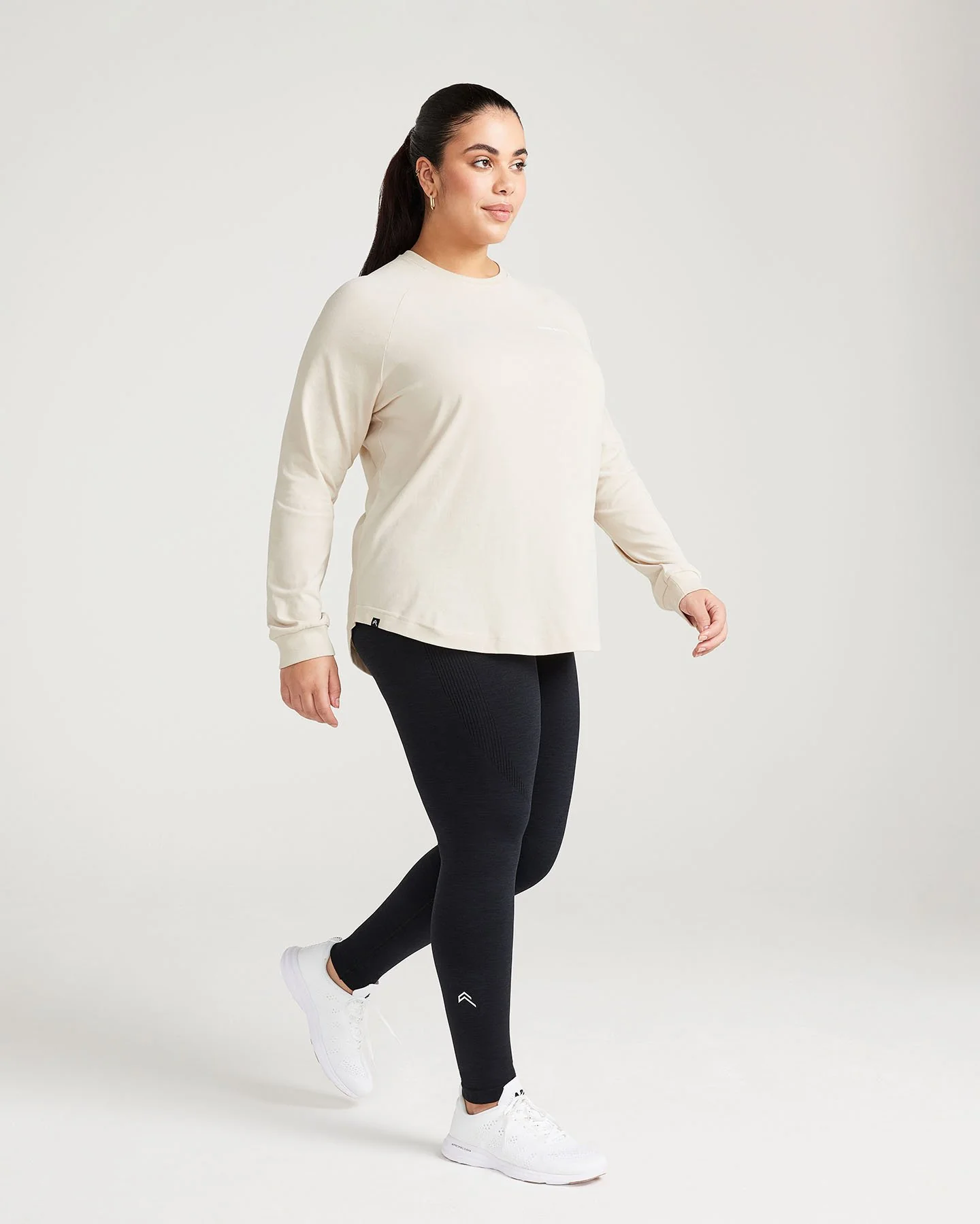 Classic Oversized Long Sleeve Tee | Sand - Image 3