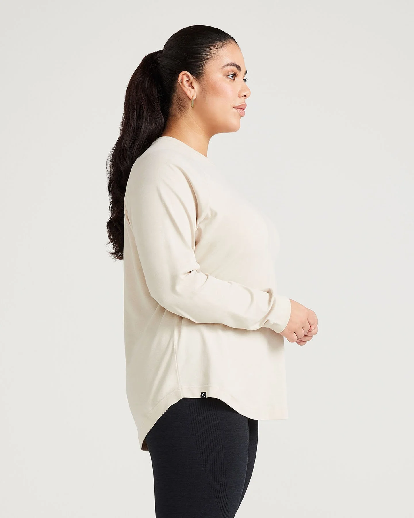 Classic Oversized Long Sleeve Tee | Sand - Image 5