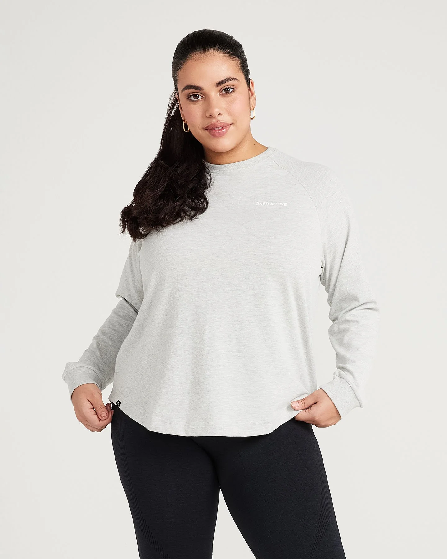 Classic Oversized Long Sleeve Tee | Silver Marl