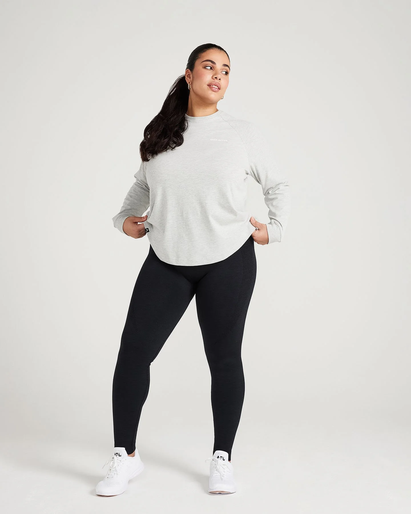 Classic Oversized Long Sleeve Tee | Silver Marl - Image 3