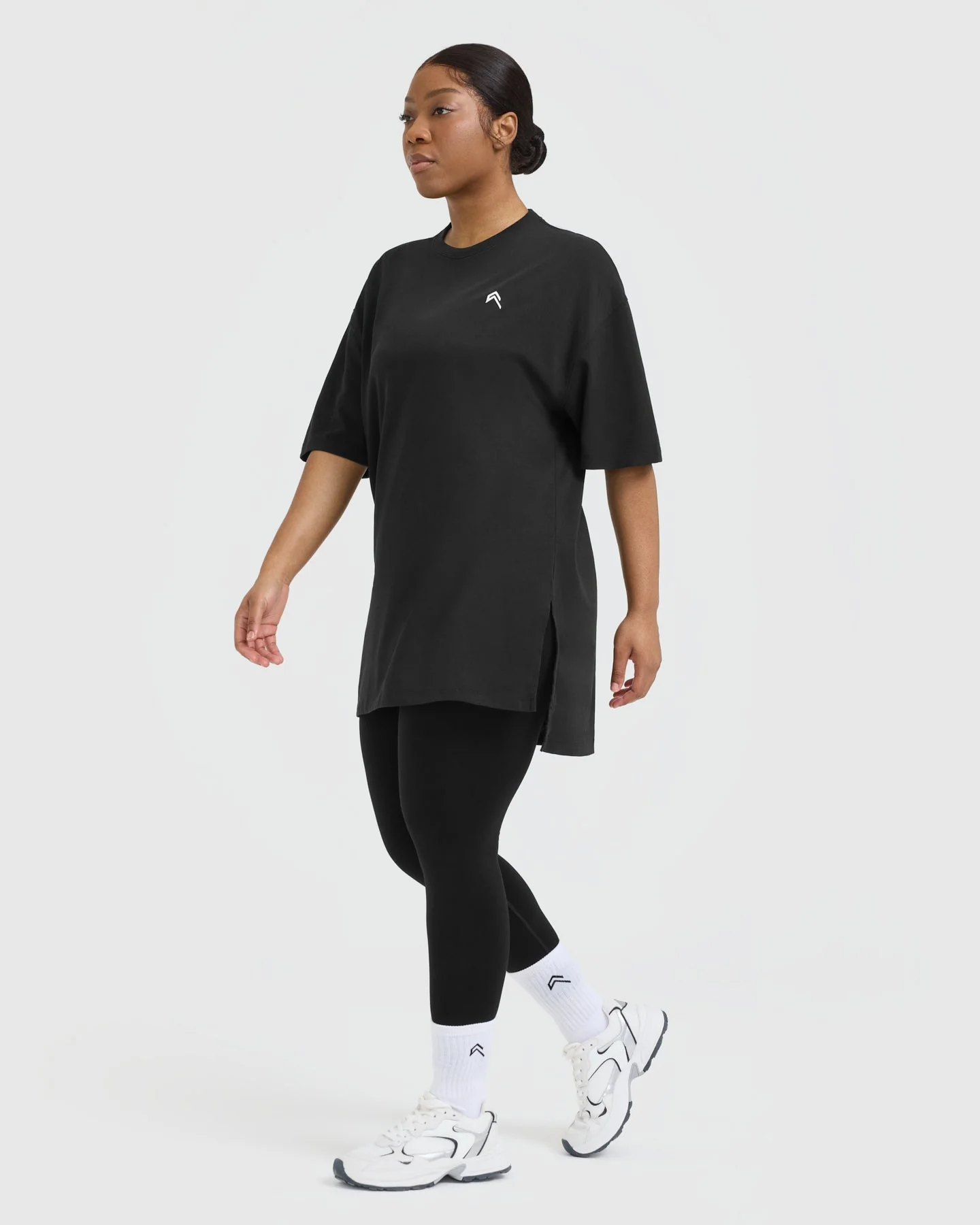 Classic Oversized Longline T-Shirt | Black - Image 3