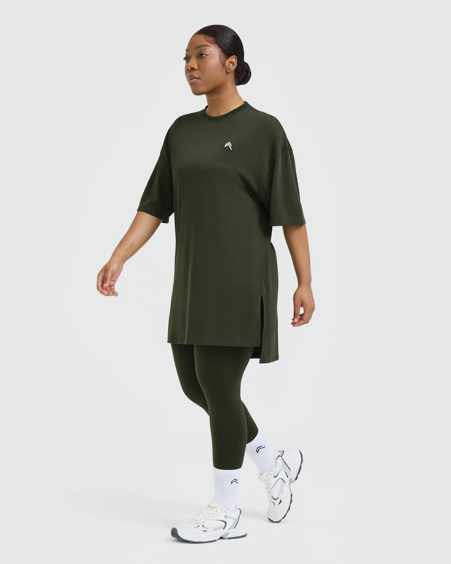 Classic Oversized Longline T-Shirt | Khaki - Image 3