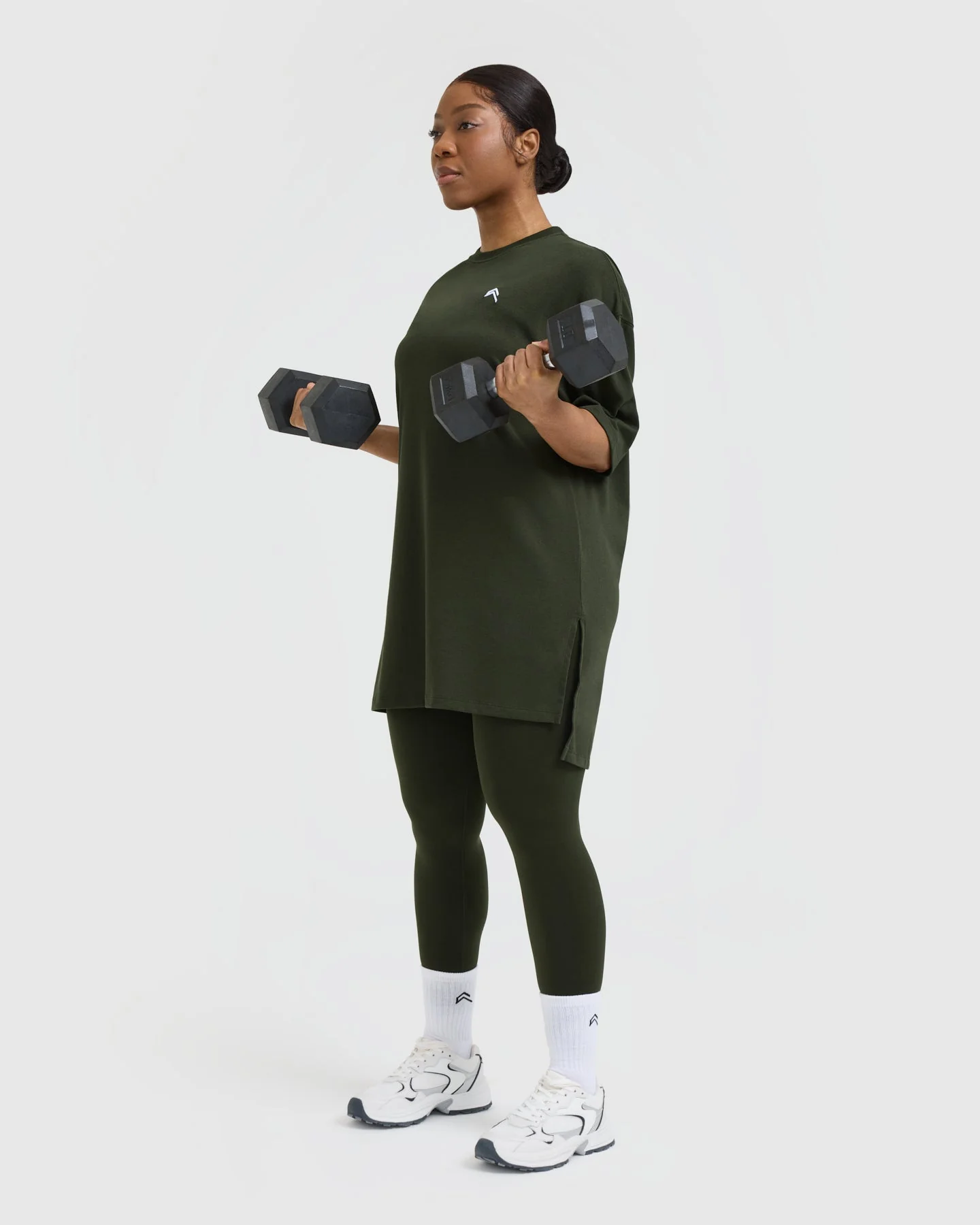 Classic Oversized Longline T-Shirt | Khaki - Image 6