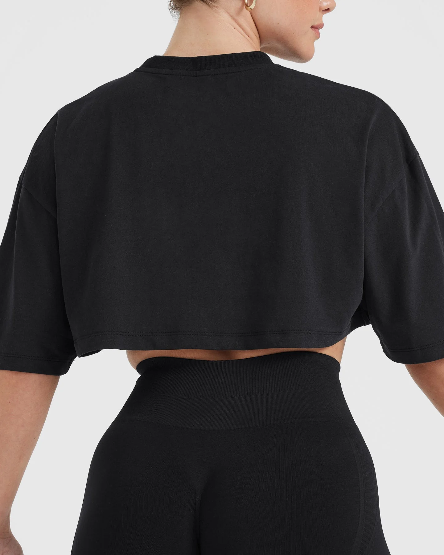 Classic Relaxed Crop Lightweight T-Shirt | Black - Image 5