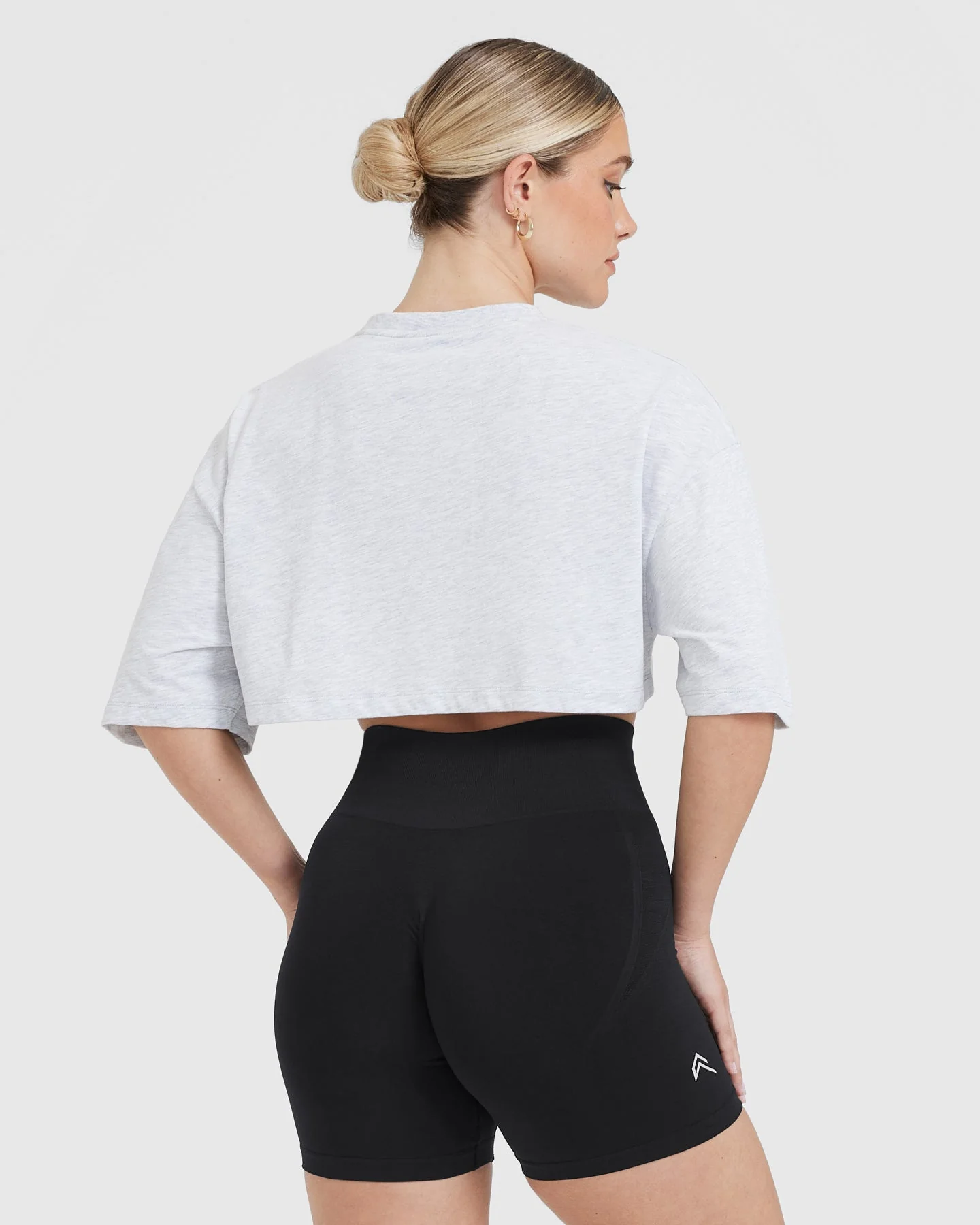 Classic Relaxed Crop Lightweight T-Shirt | Light Grey Marl - Image 2