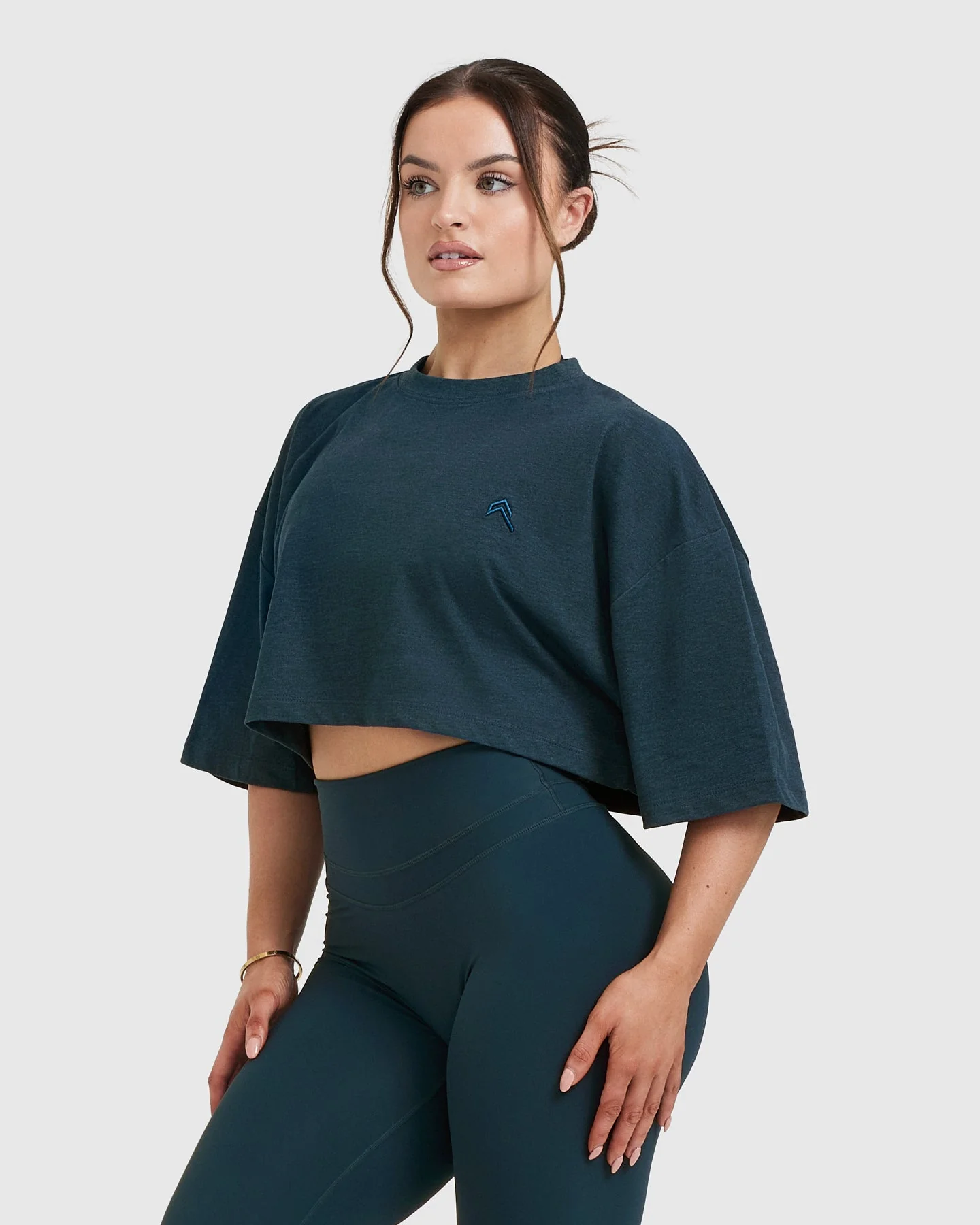 Classic Relaxed Crop Lightweight T-Shirt | Oil Blue - Image 3