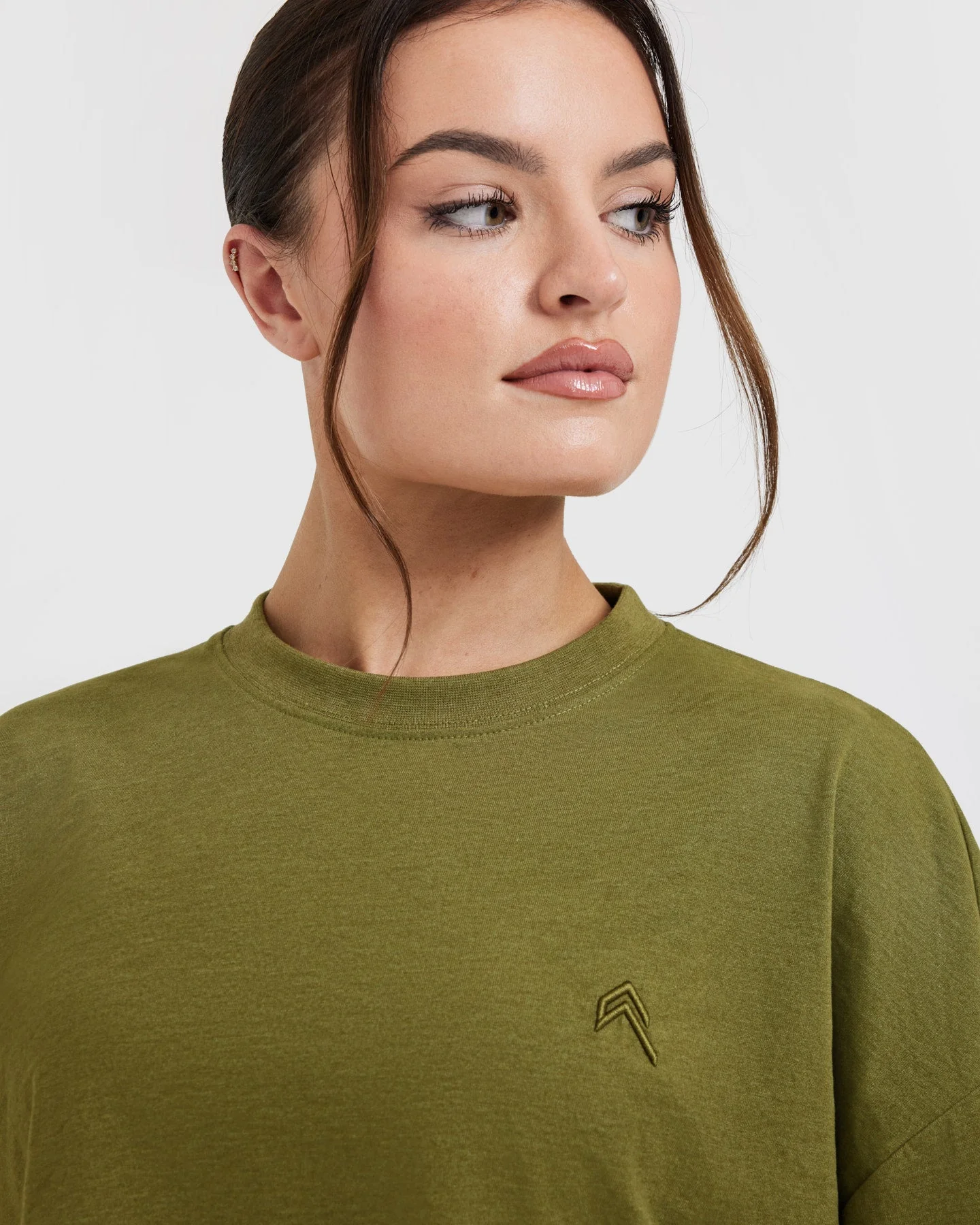 Classic Relaxed Crop Lightweight T-Shirt | Olive Green - Image 4