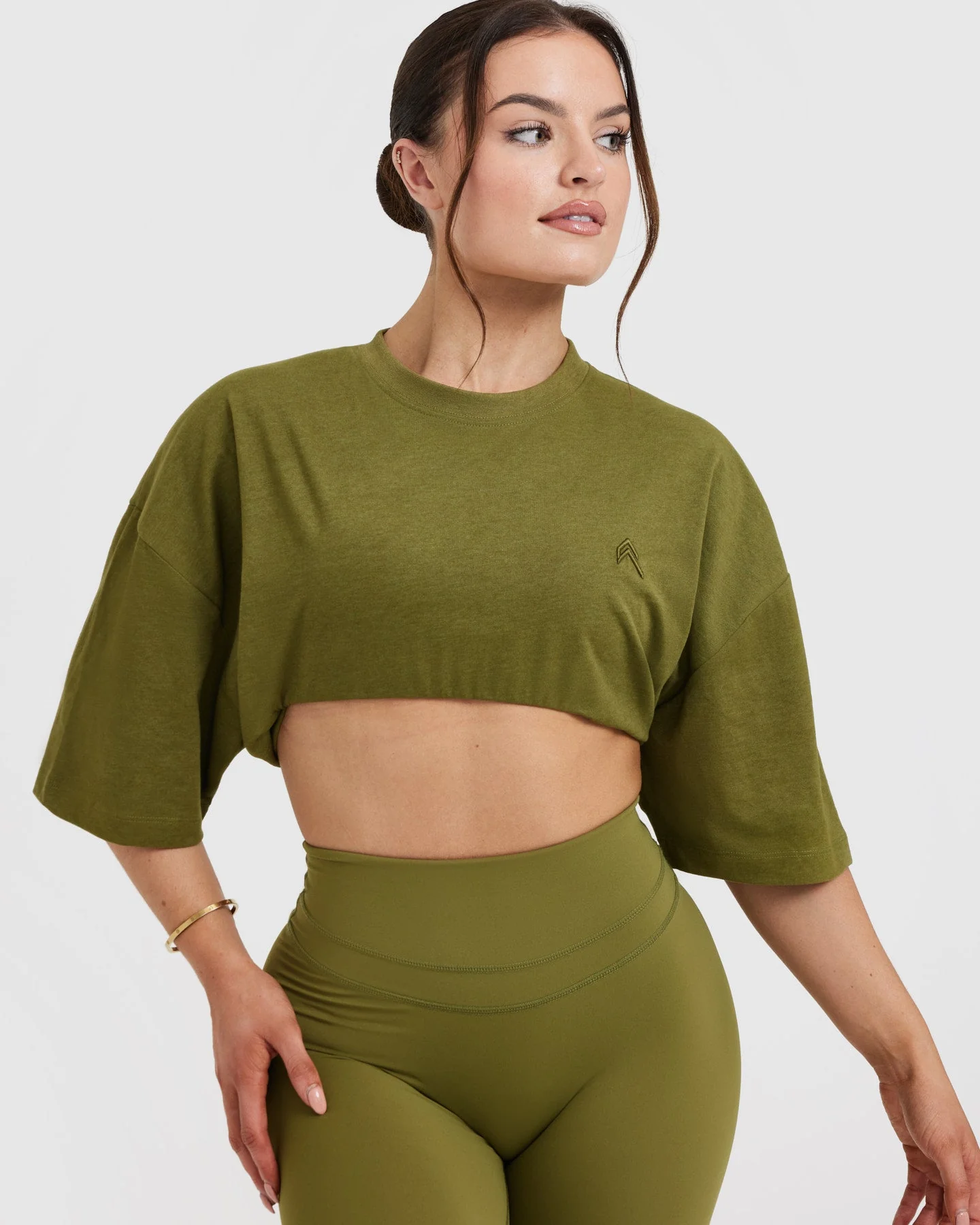 Classic Relaxed Crop Lightweight T-Shirt | Olive Green - Image 5