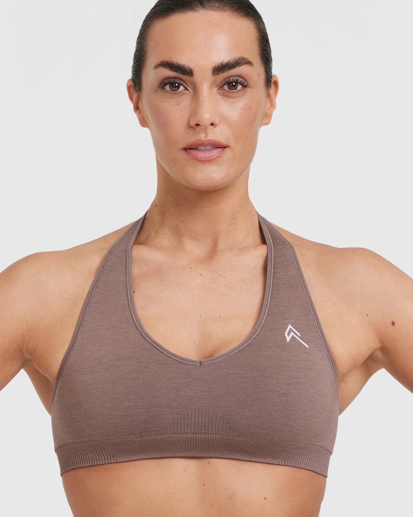 Classic Seamless 2.0 Halter Neck Bralette | Cool Brown Marl - Image 4