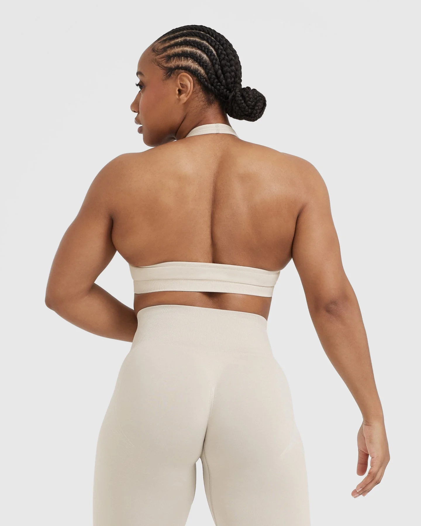 Classic Seamless 2.0 Halter Neck Bralette | Sand Marl - Image 2