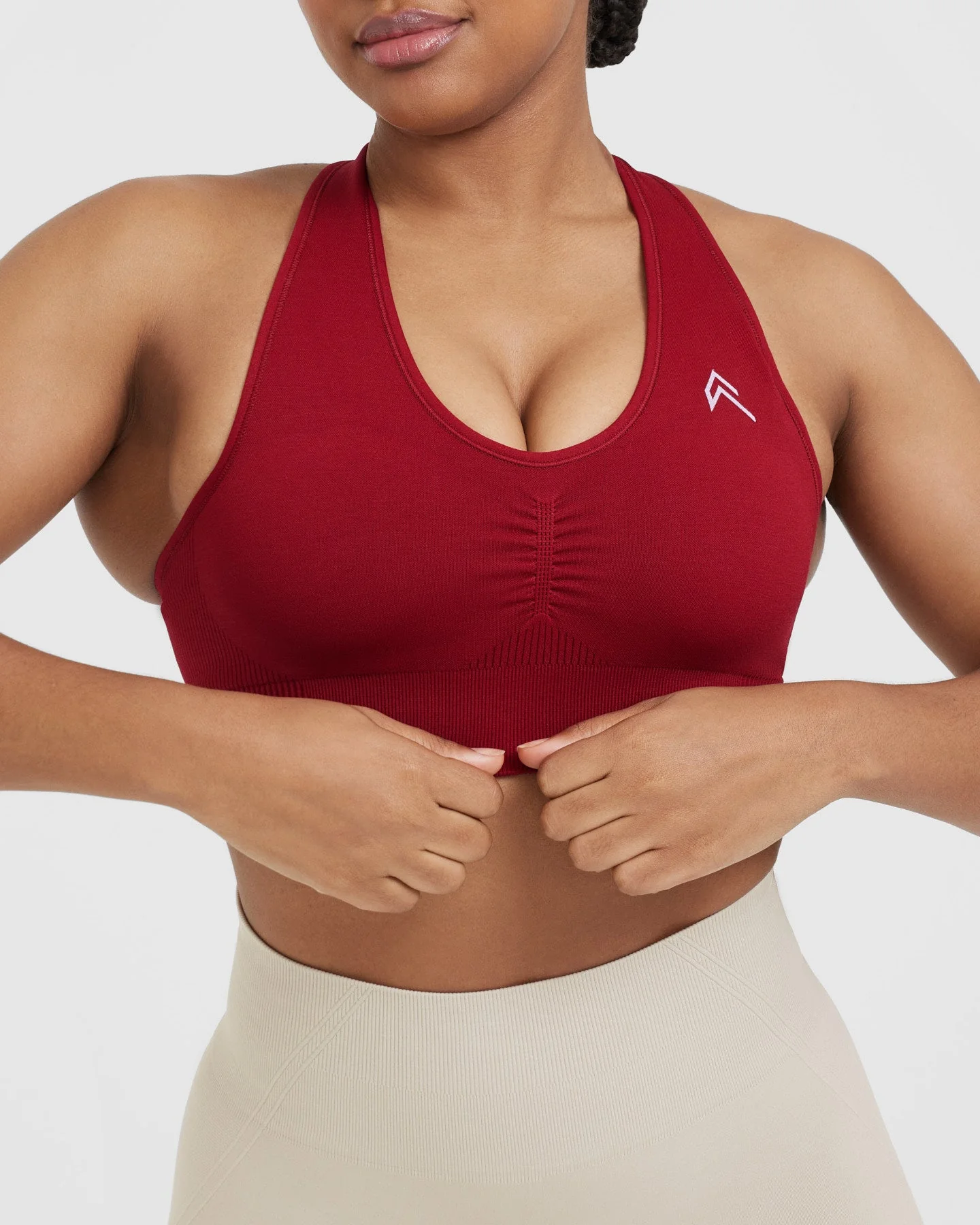 Classic Seamless 2.0 V Neck Bralette | Red Wine Marl - Image 4