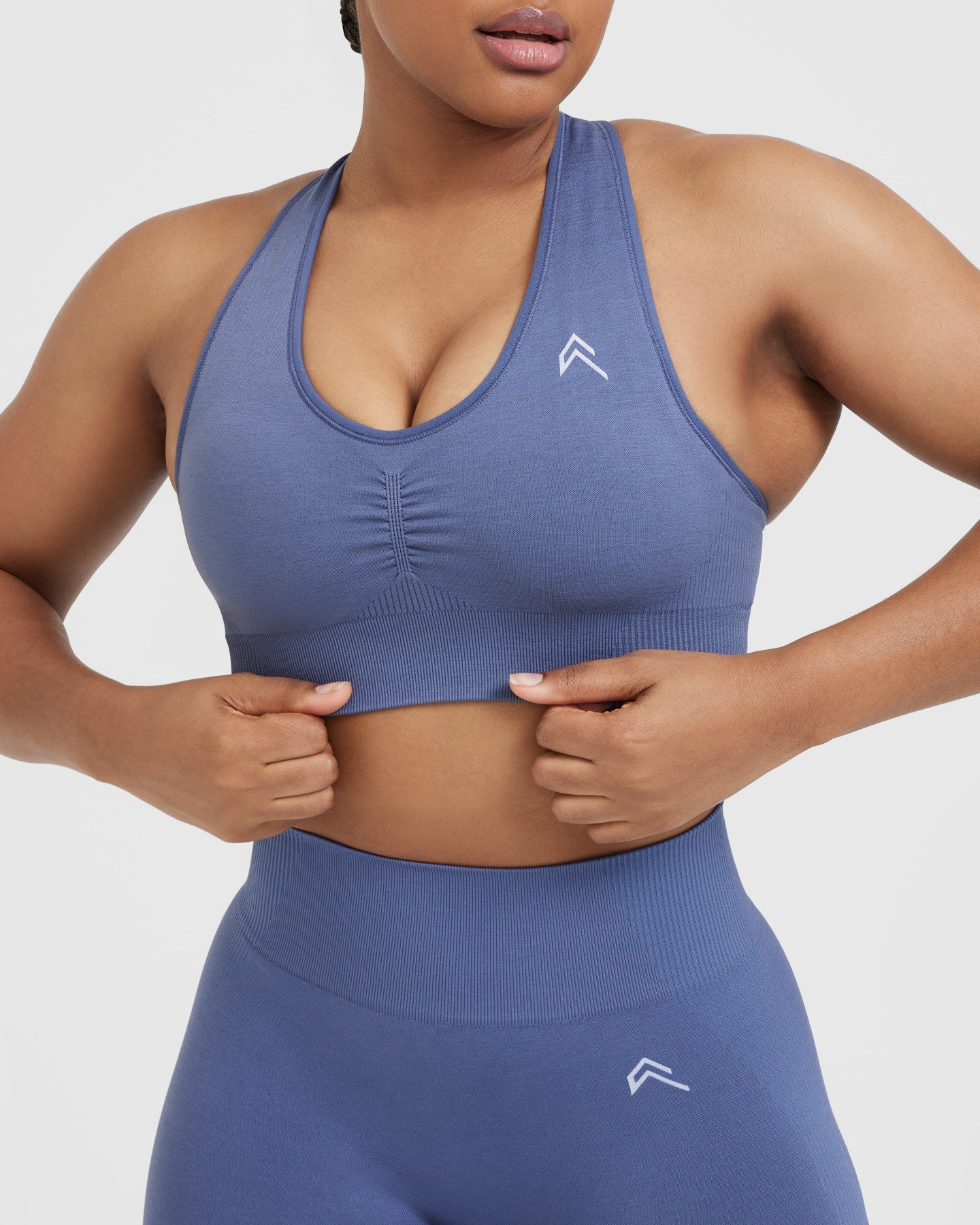 Classic Seamless 2.0 V Neck Bralette | Slate Blue Marl - Image 4
