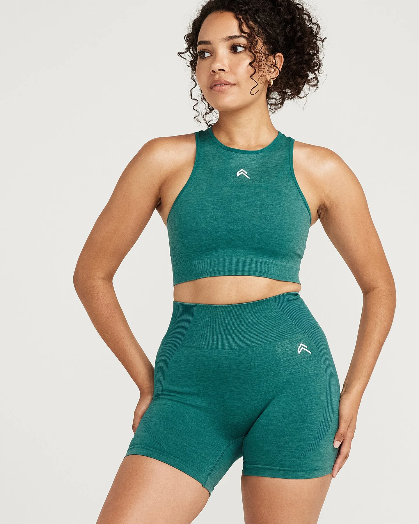 Classic Seamless Crop Top | Mineral Green Marl - Image 4