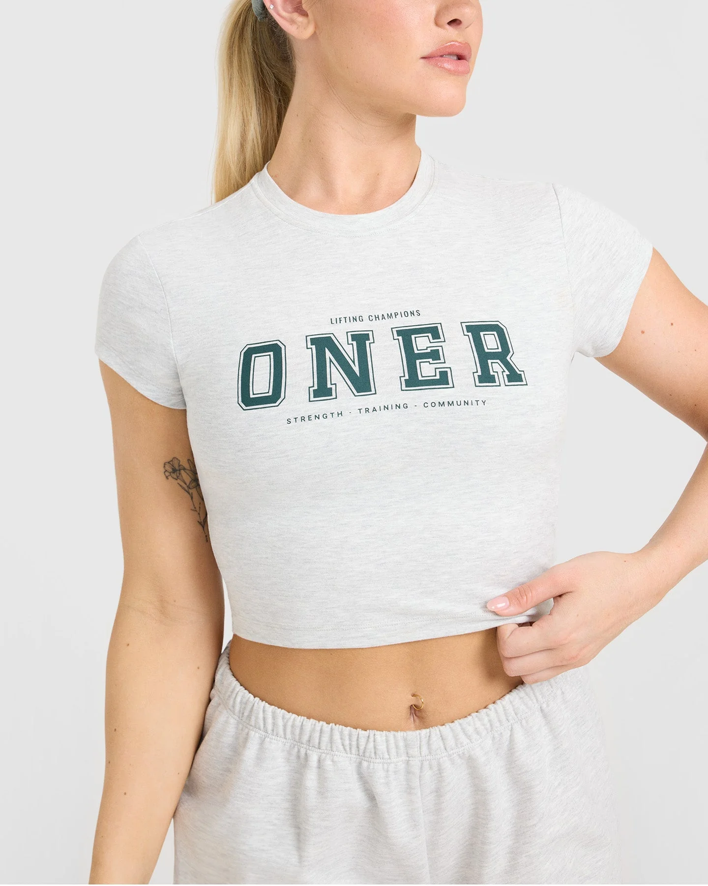 Cotton Baby T-Shirt with Printed Logo | Light Grey Marl - Image 4
